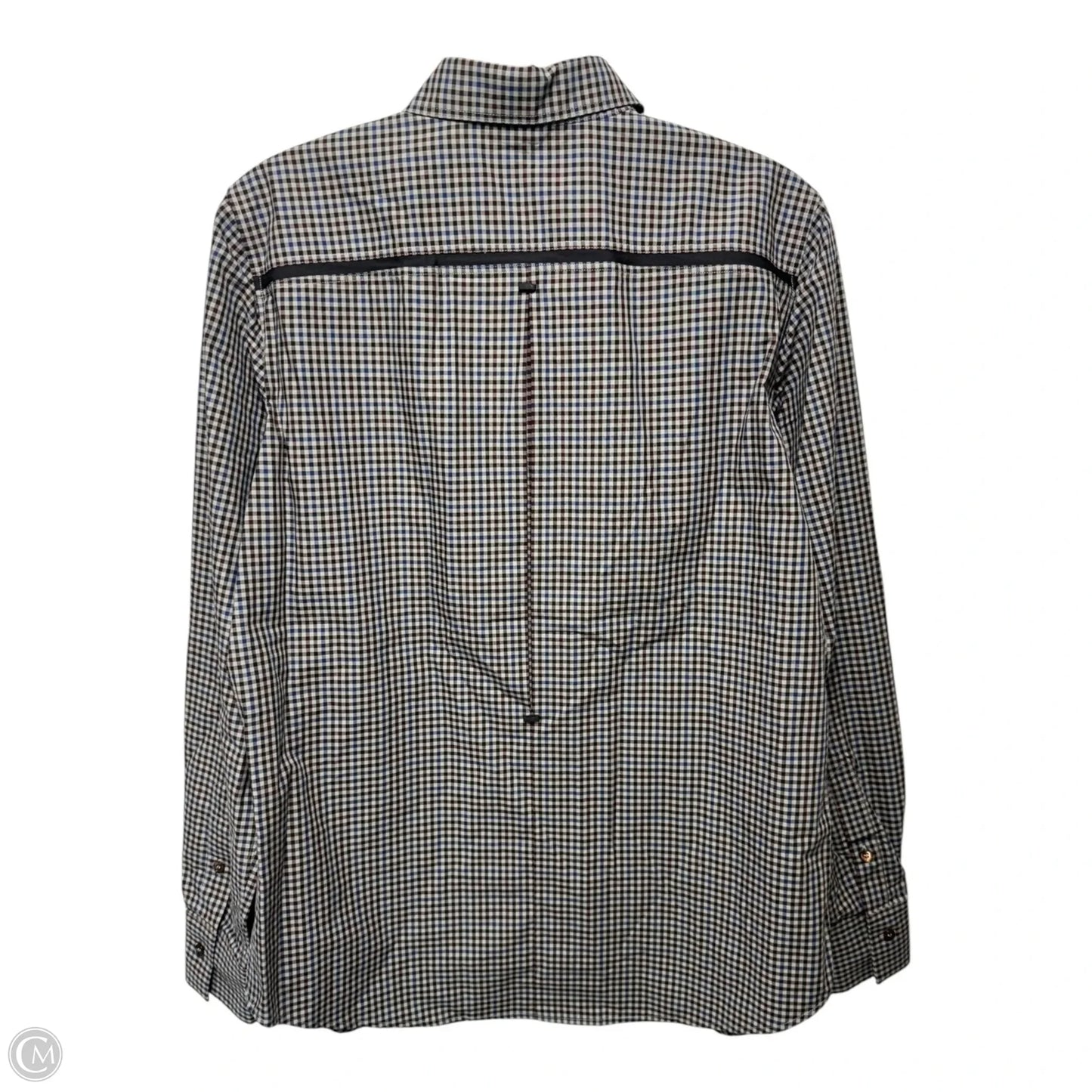 Silk Trim Top Long Sleeve Luxury Designer By Loro Piana In Plaid Pattern, Size: L