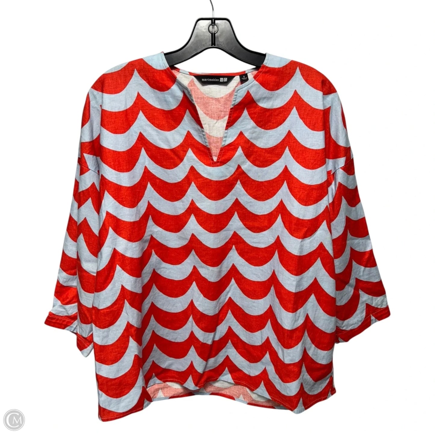Top 3/4 Sleeve By Marimekko In Blue & Red, Size: S