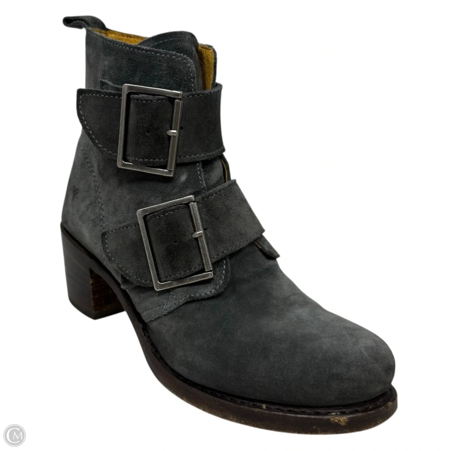 Sabrina Double Buckle Boots Designer By Frye In Grey, Size: 8