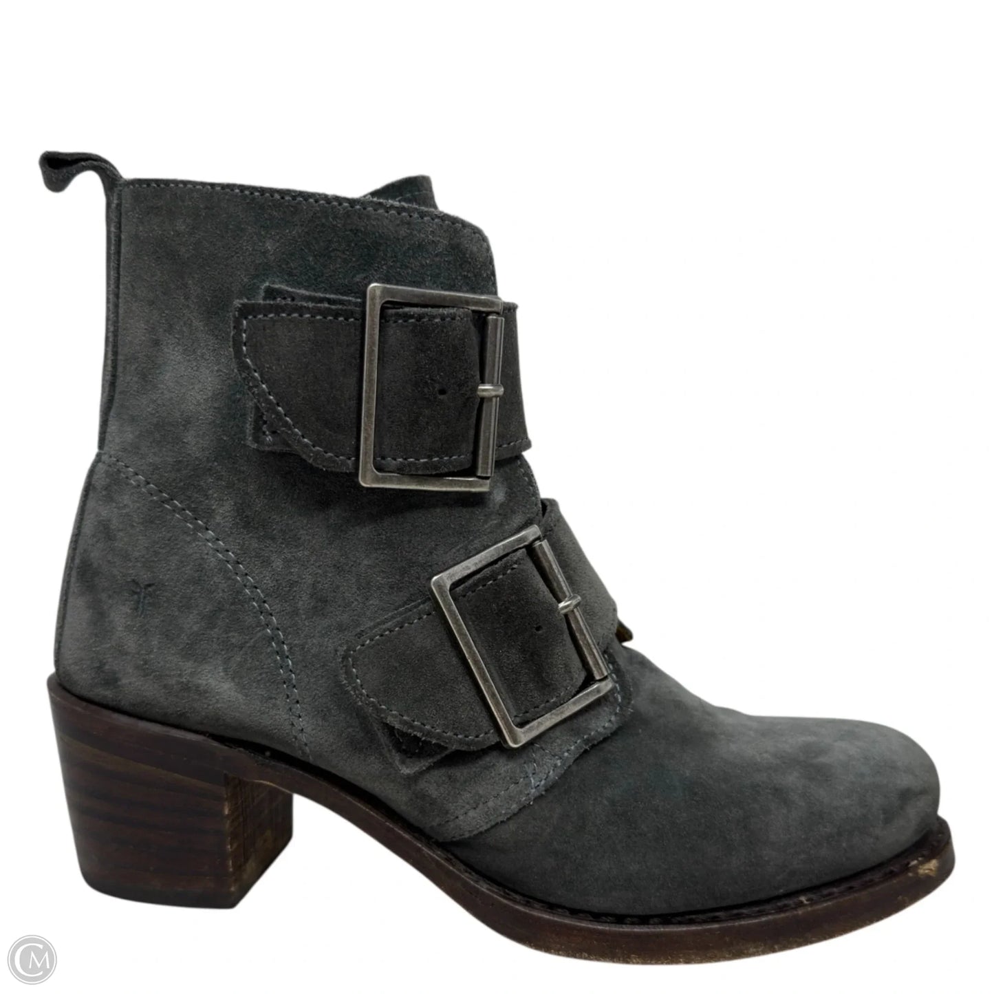 Sabrina Double Buckle Boots Designer By Frye In Grey, Size: 8