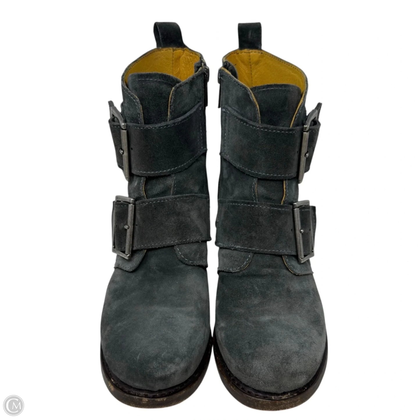 Sabrina Double Buckle Boots Designer By Frye In Grey, Size: 8