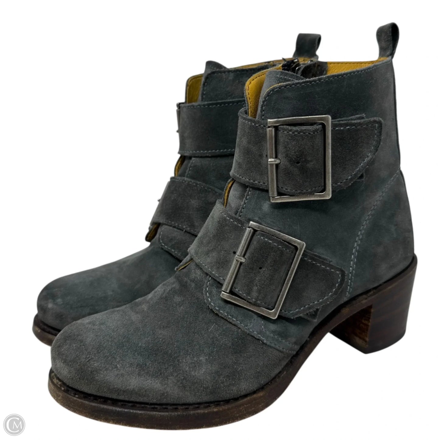 Sabrina Double Buckle Boots Designer By Frye In Grey, Size: 8