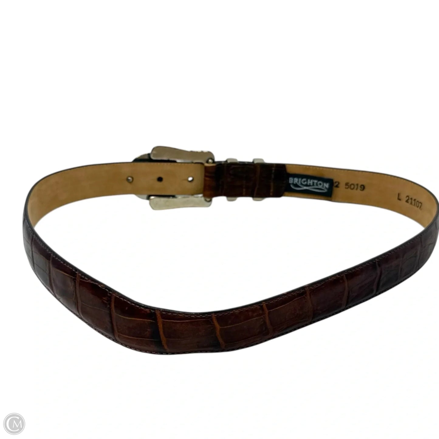 Museum Collection Dog Buckle Croc Embossed Leather Belt By Brighton, Size: Large