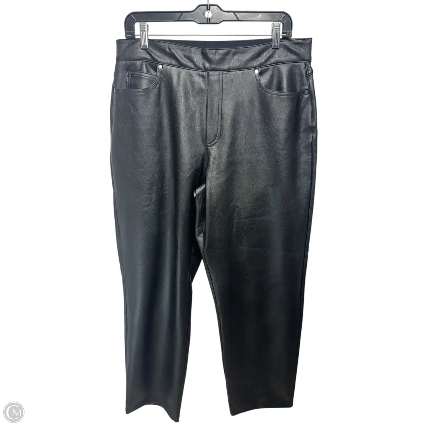 Slim Faux Like-Leather Straight Leg Pant By Spanx In Luxe Black, Size: XL