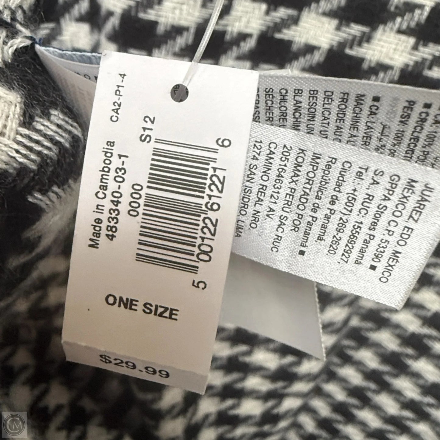 Flannel Poncho By Old Navy In Black & White Houndstooth