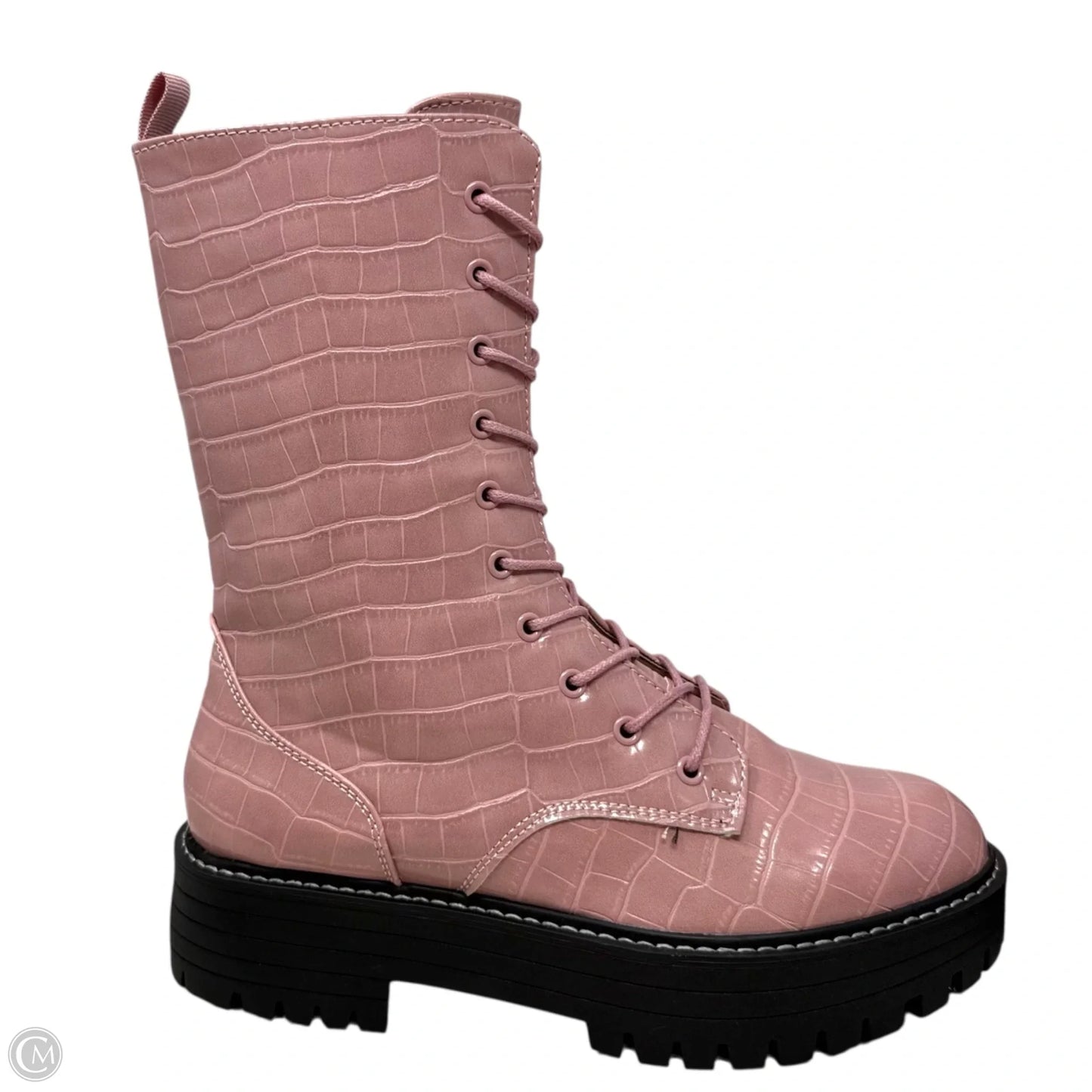 Limelight Mid Shaft Combat Boots By Sugar In Pink, Size: 7.5