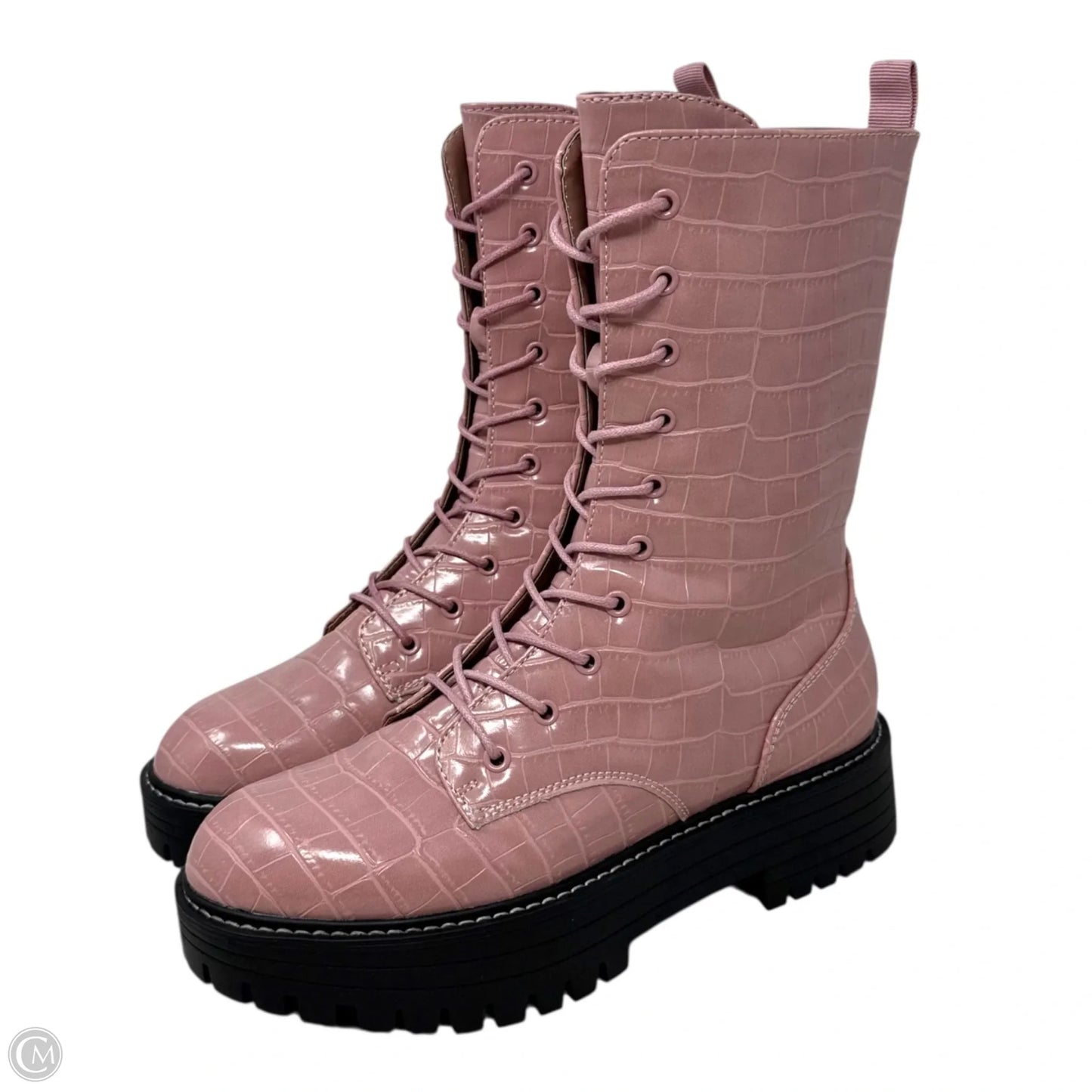 Limelight Mid Shaft Combat Boots By Sugar In Pink, Size: 7.5