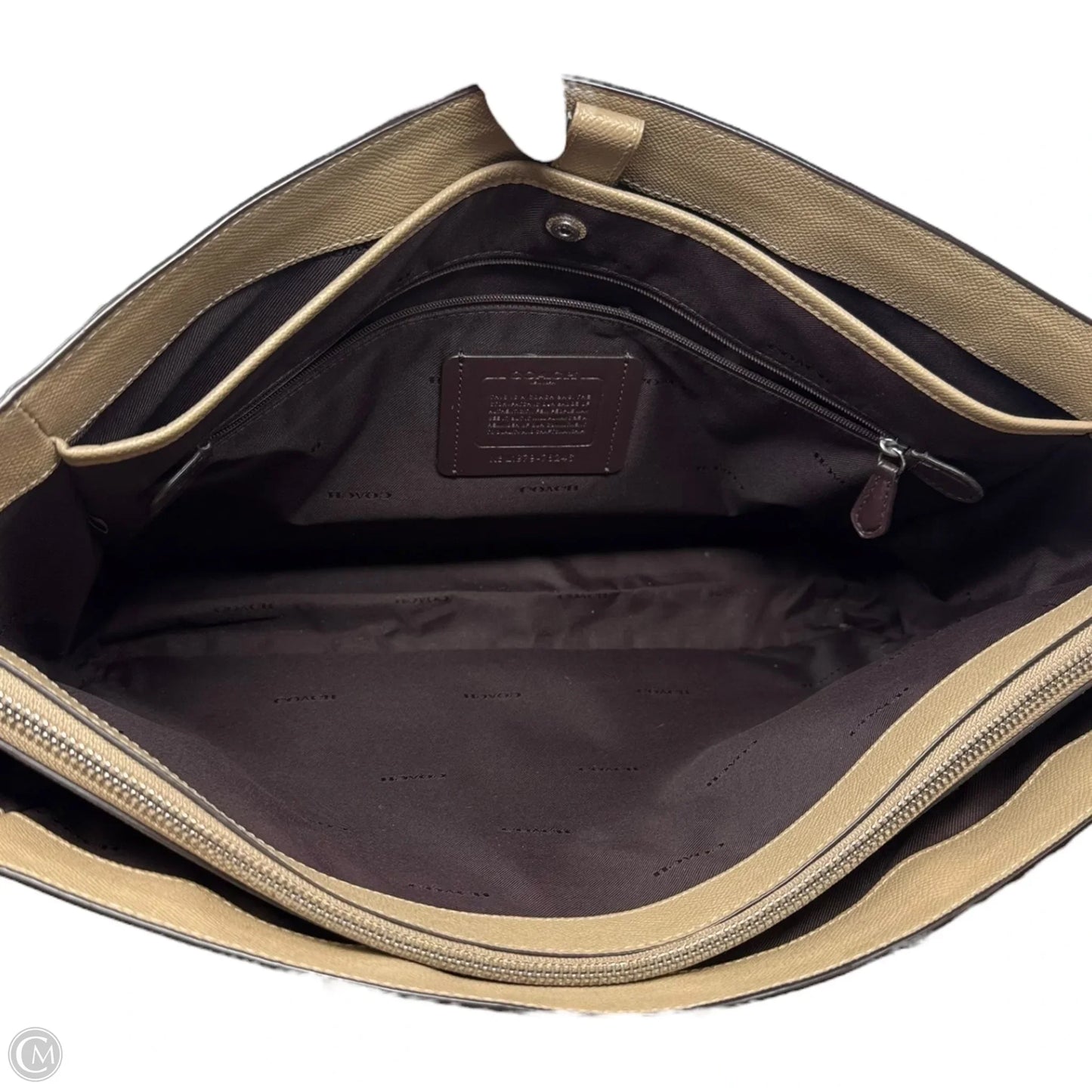 Folio Turnlock Tote Designer By Coach, Size: Large