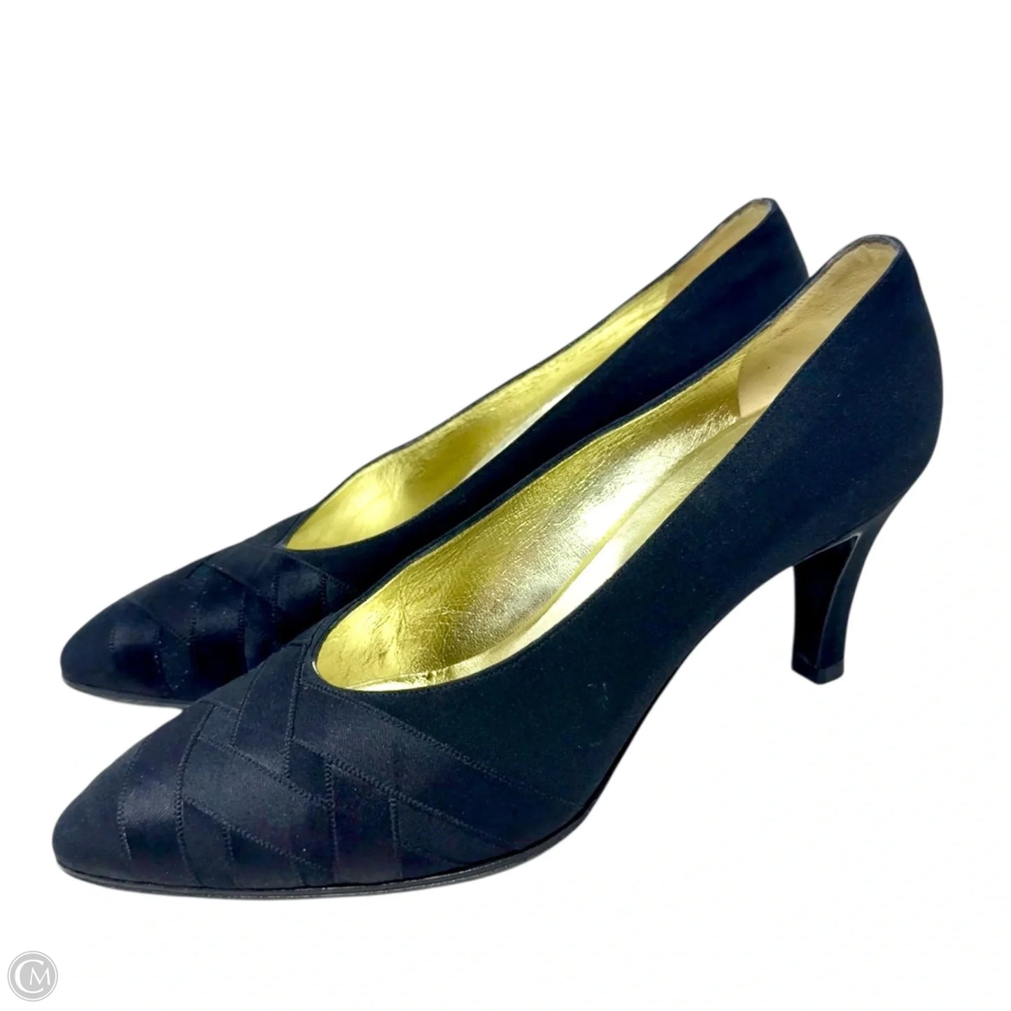 Satin Woven Pumps Luxury Designer By Chanel In Black, Size: US 8/ FR 39