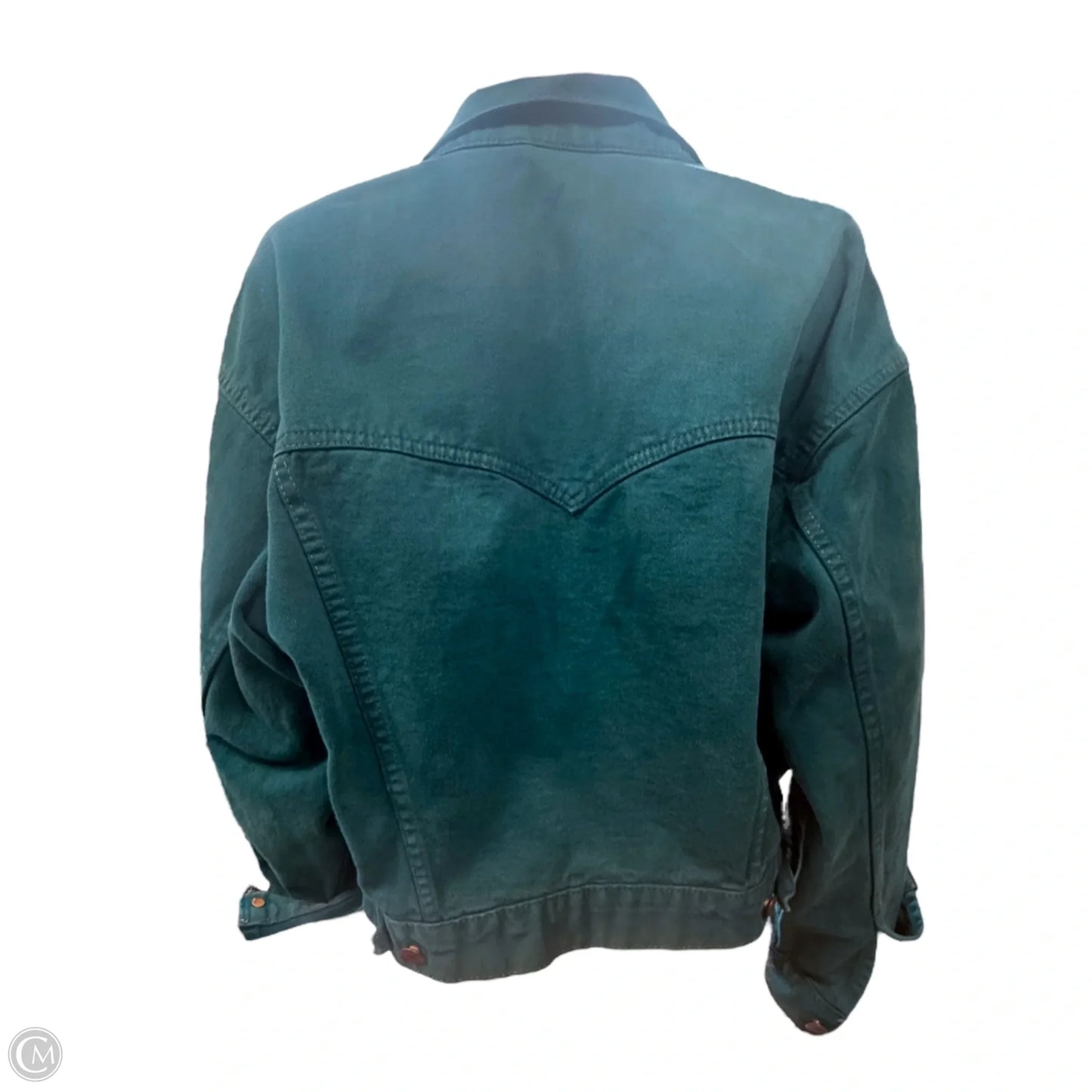 Denim Trucker Jacket By Levis In Teal, Size: S