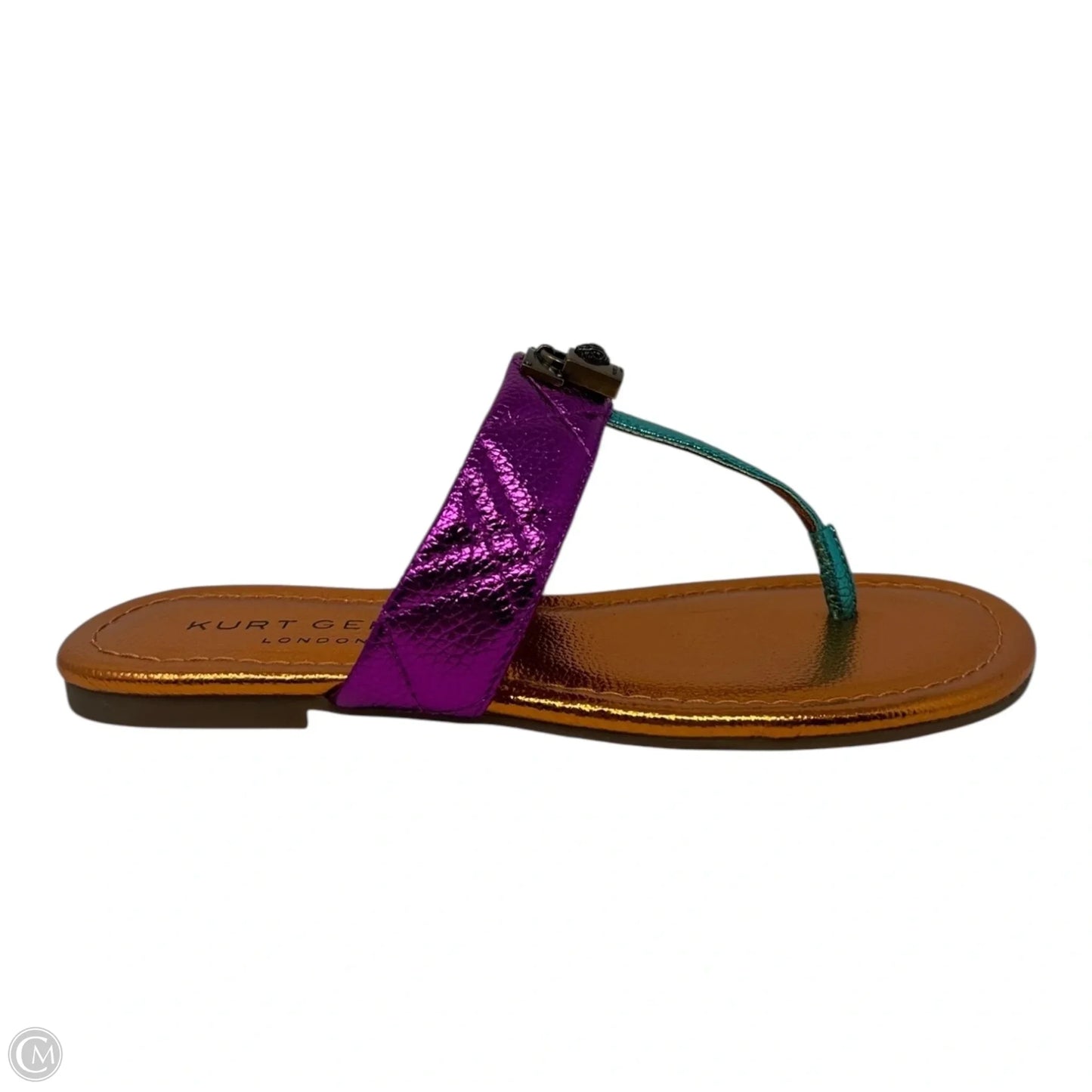 Brixton Metallic T Strap Sandals Designer By Kurt Geiger In Multi-colored, Size: 6.5