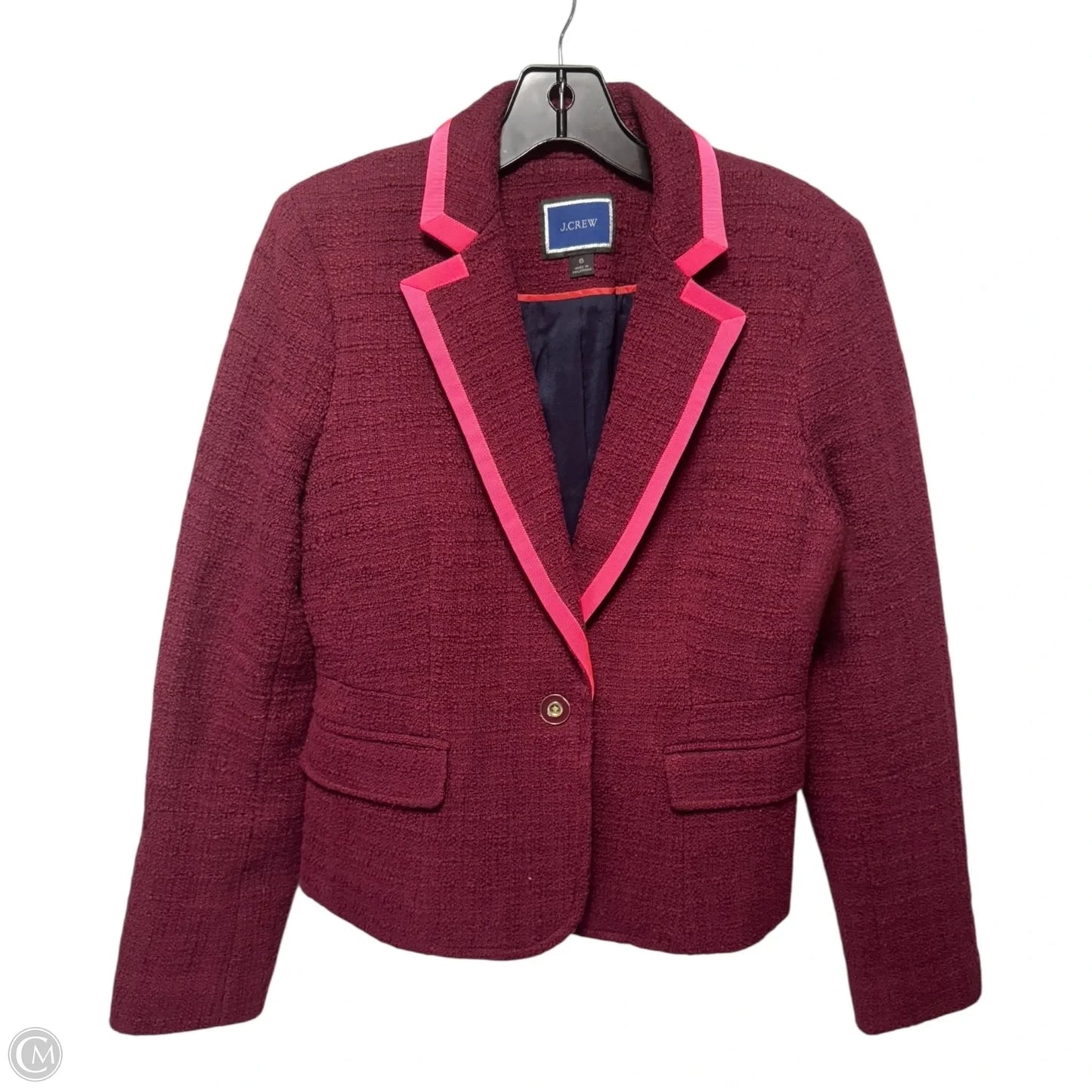 Cropped Tweed Blazer By J. Crew In Maroon, Size: 6