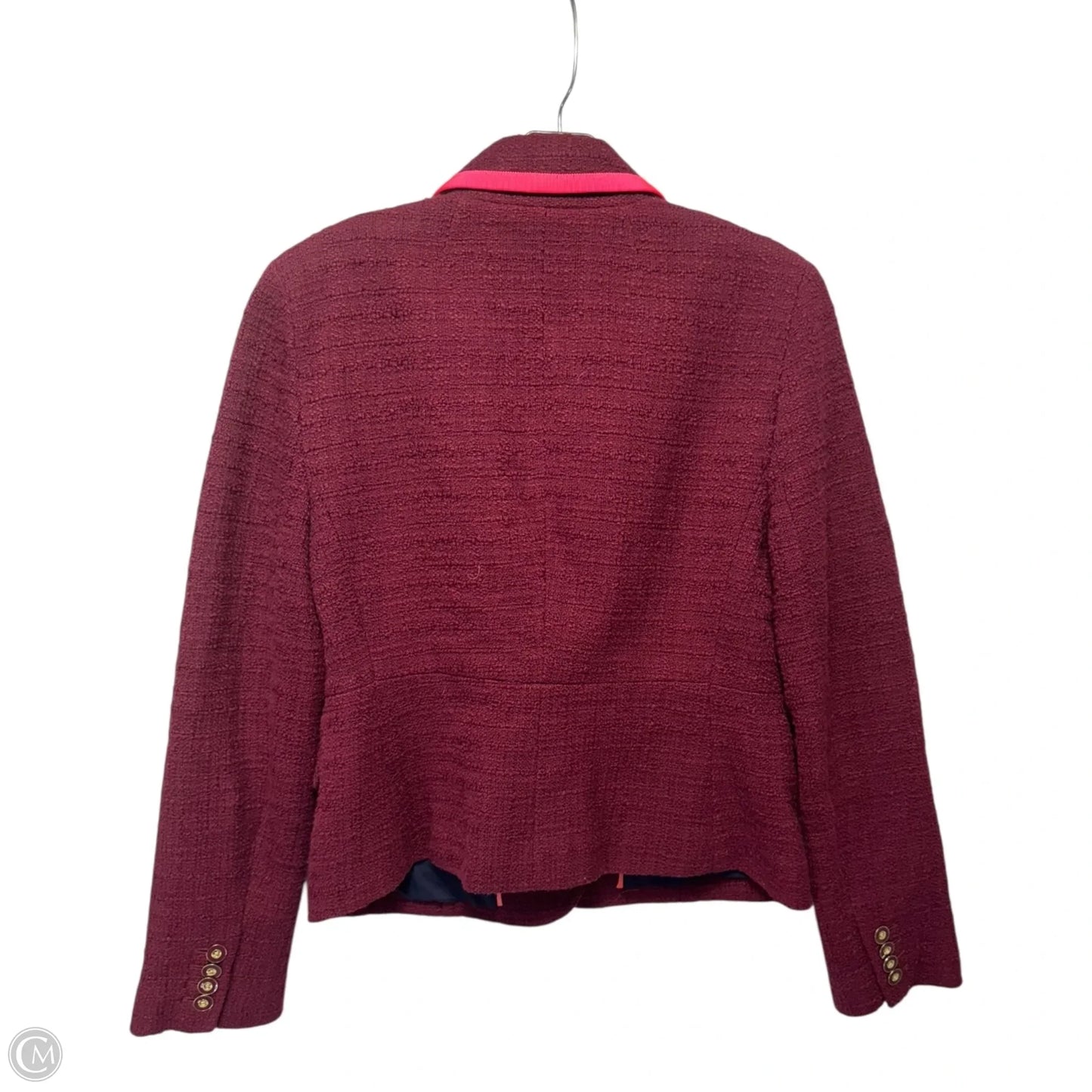 Cropped Tweed Blazer By J. Crew In Maroon, Size: 6