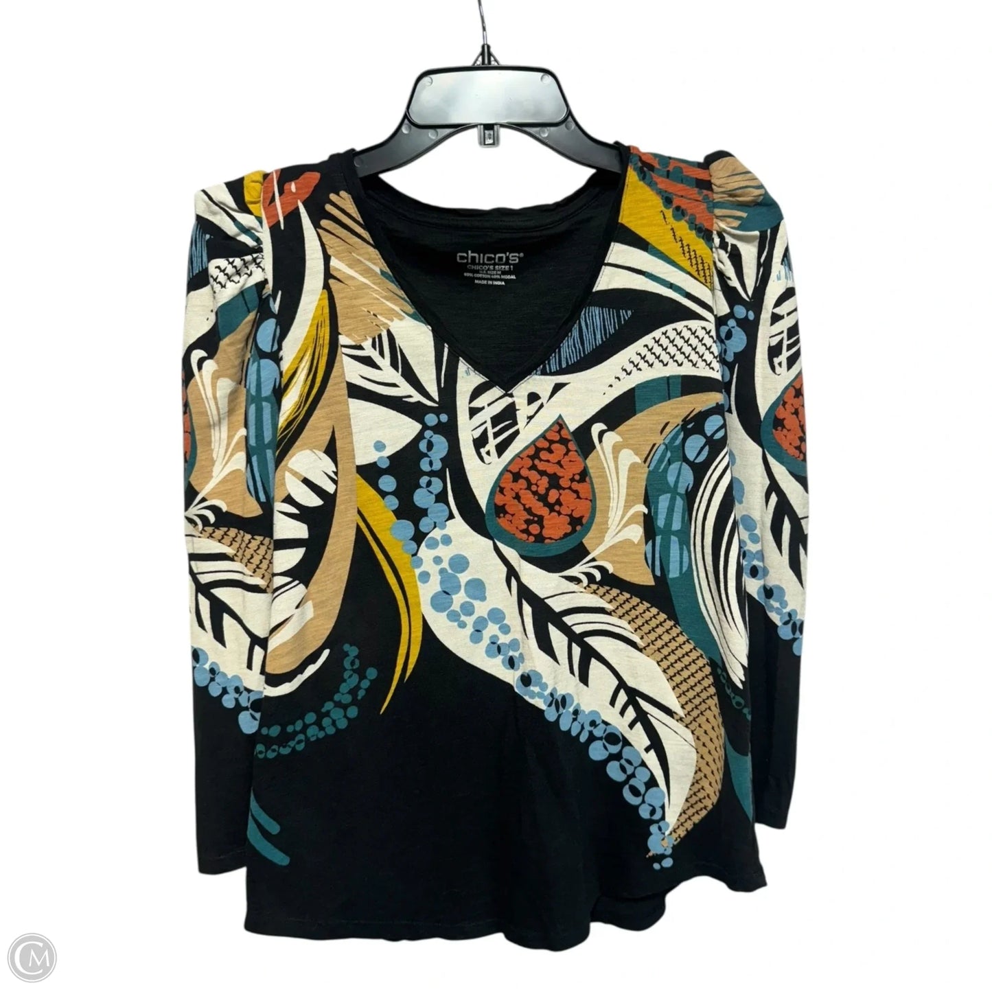 Top Long Sleeve By Chicos In Multi-colored, Size: M