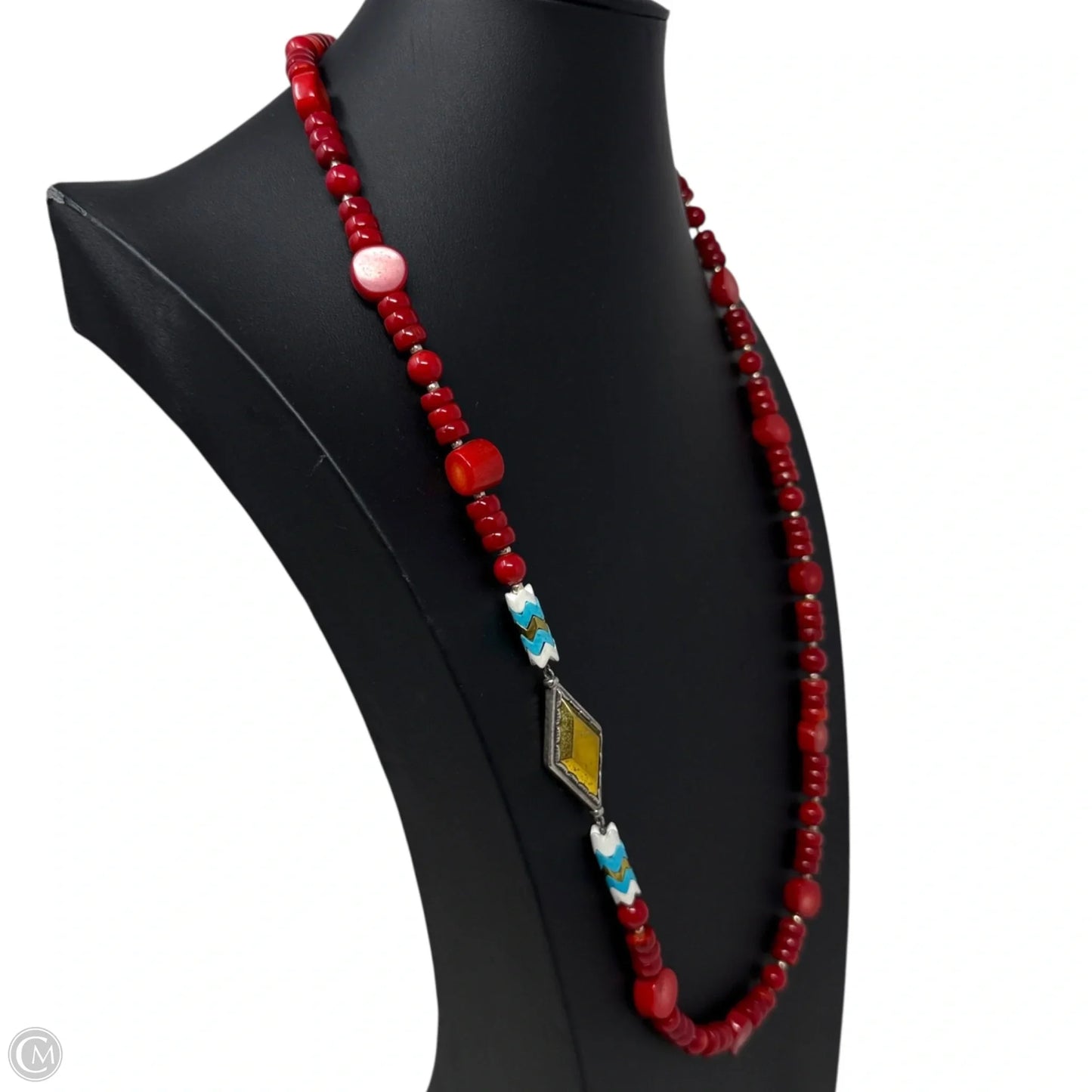 Under The Sun Sterling Silver, Brass, Red Coral, & Howlite Necklace By Silpada