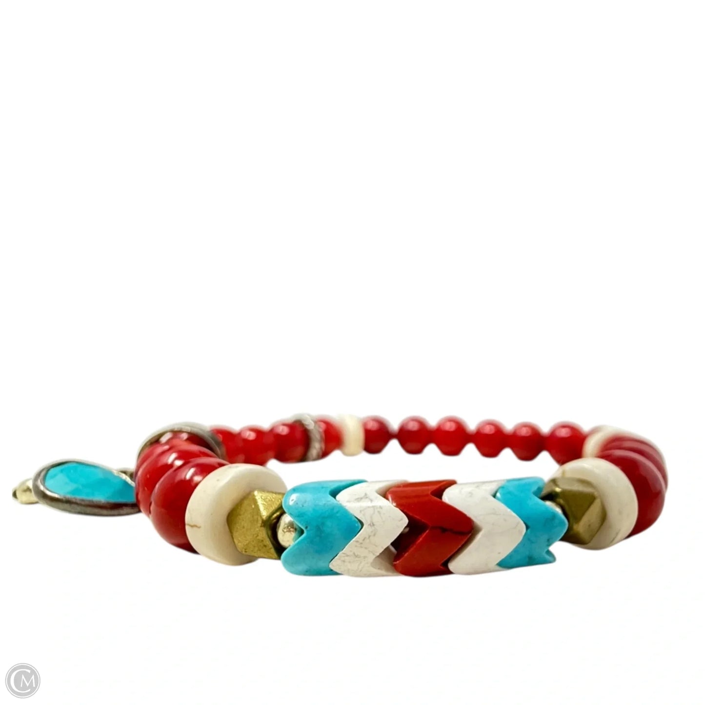 Under The Sun Sterling Silver, Brass, Coral & Howlite Beaded Stretch Bracelet By Silpada