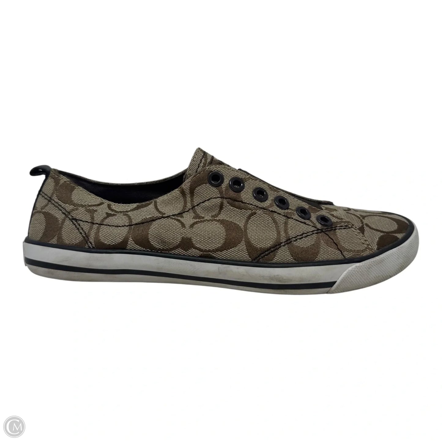 No Lace Monogram Shoes Designer By Coach In Brown & Tan, Size: 8.5