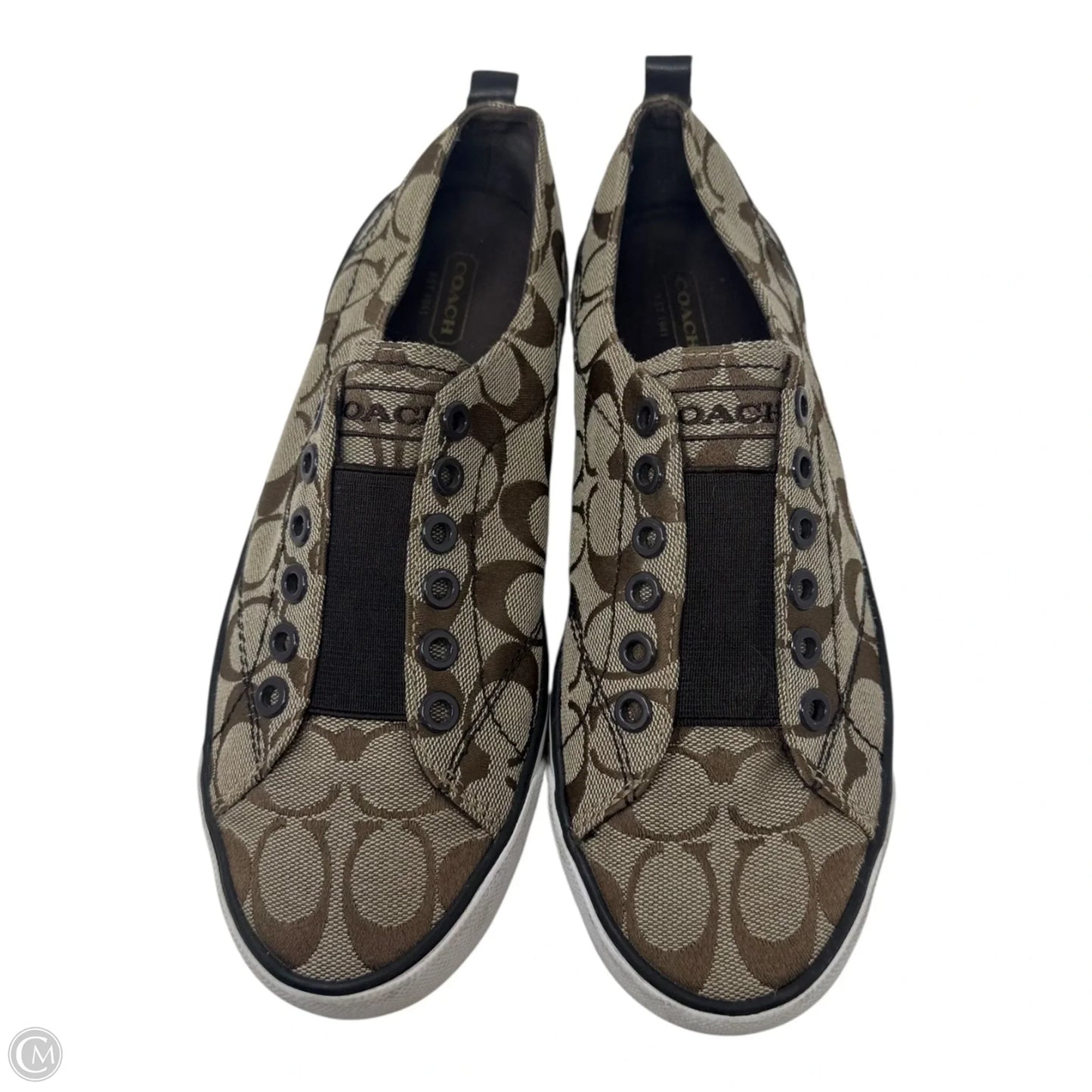 No Lace Monogram Shoes Designer By Coach In Brown & Tan, Size: 8.5