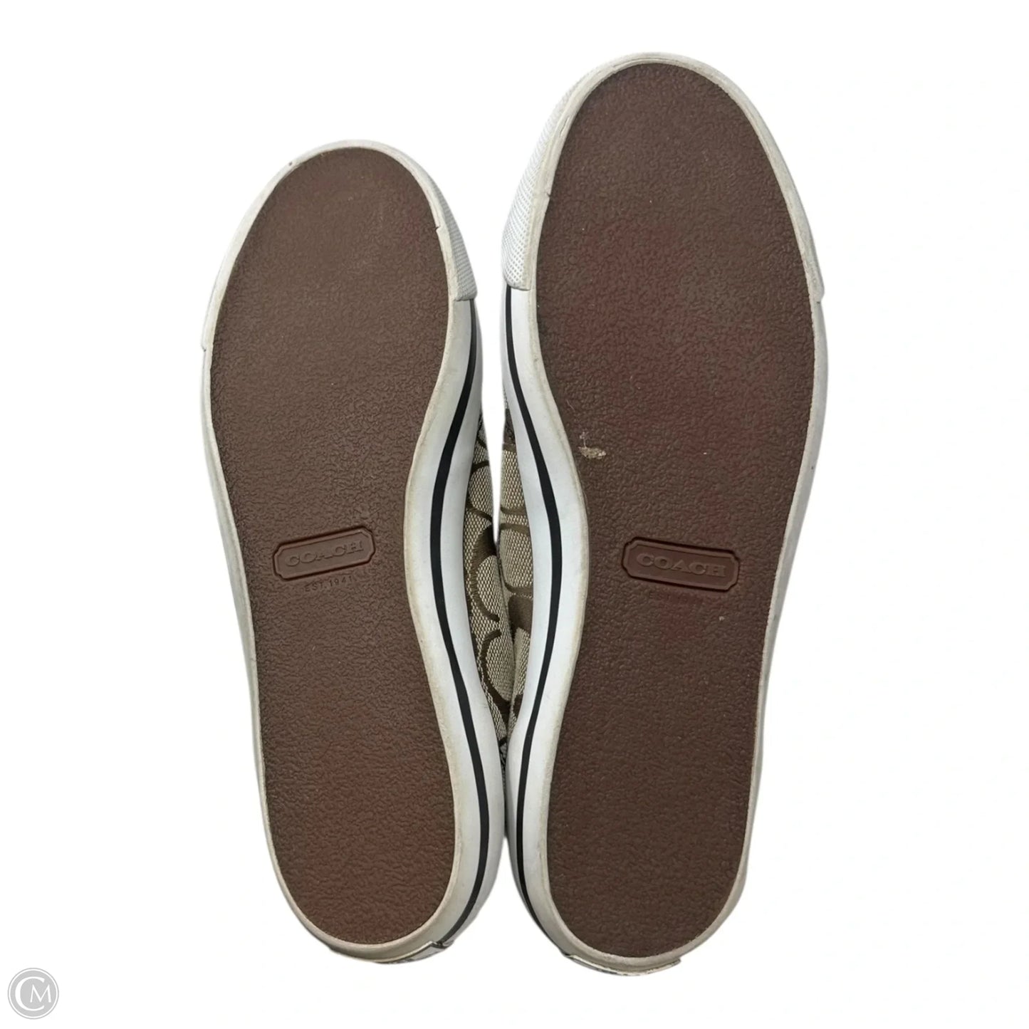 No Lace Monogram Shoes Designer By Coach In Brown & Tan, Size: 8.5