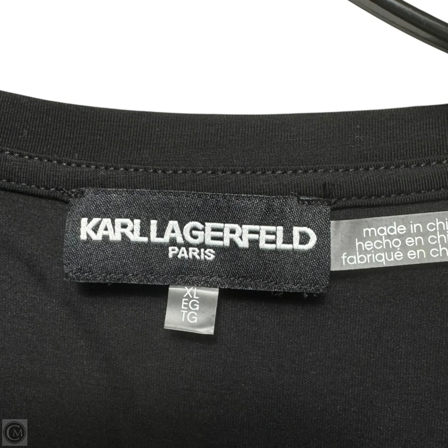 Top Short Sleeve Designer By Karl Lagerfeld In Black, Size: Xl
