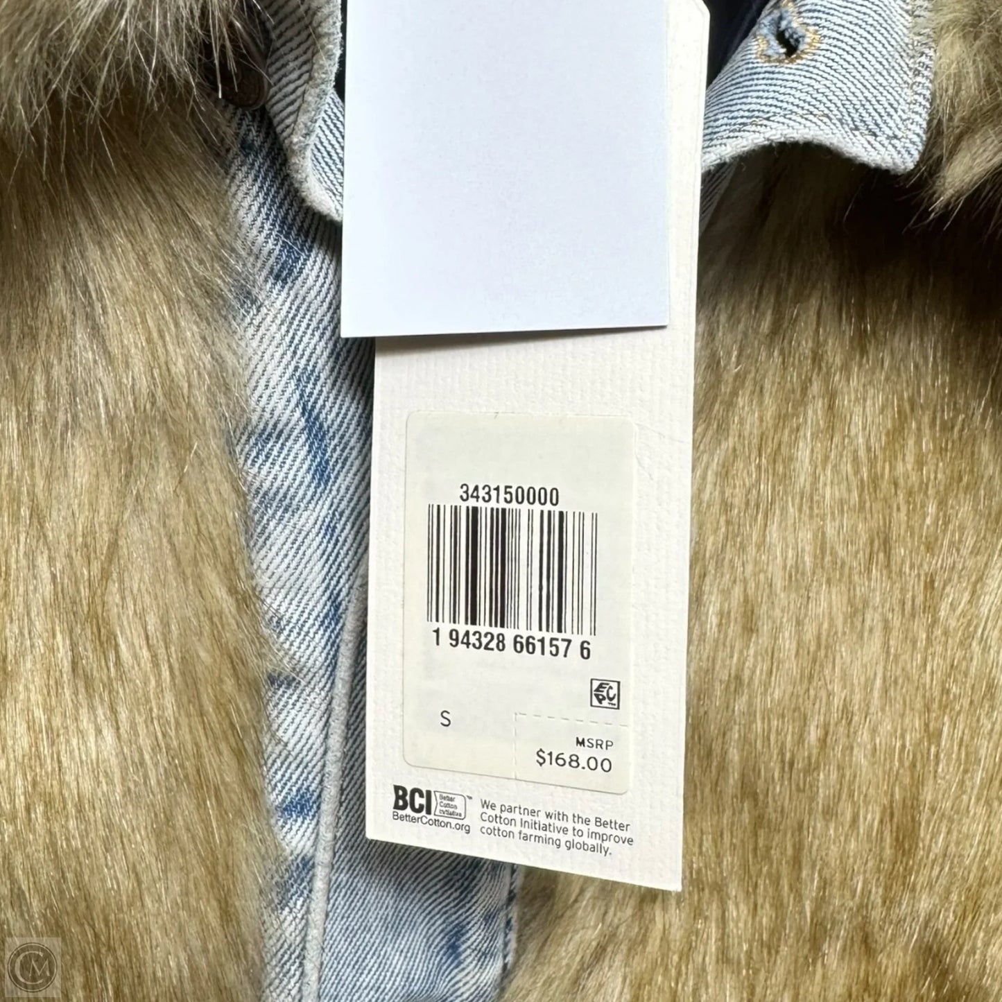Faux Fur Jacket Denim By Levis In Multi-colored, Size: S