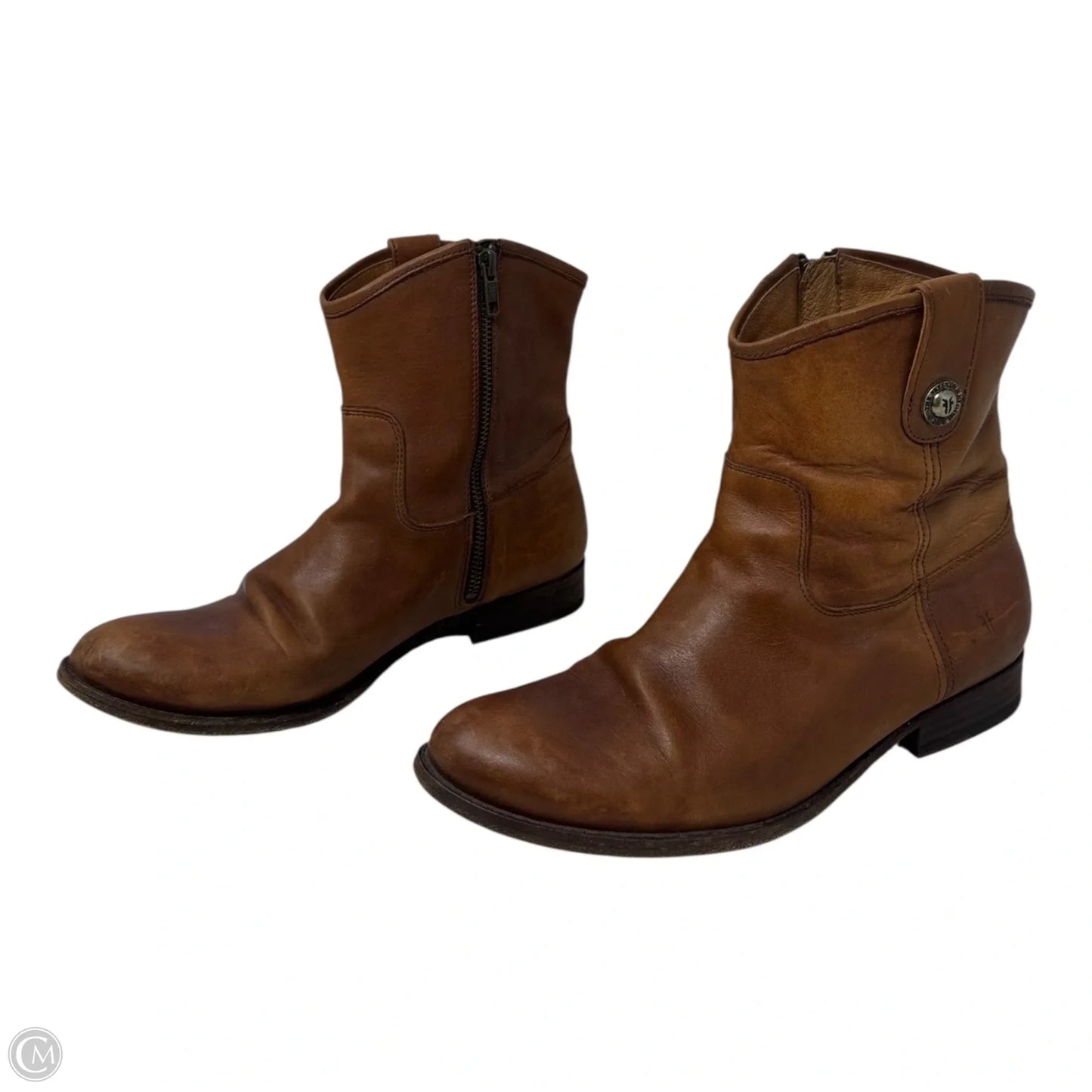 Kellie Button Short Boots Designer By Frye In Brown, Size: 9.5