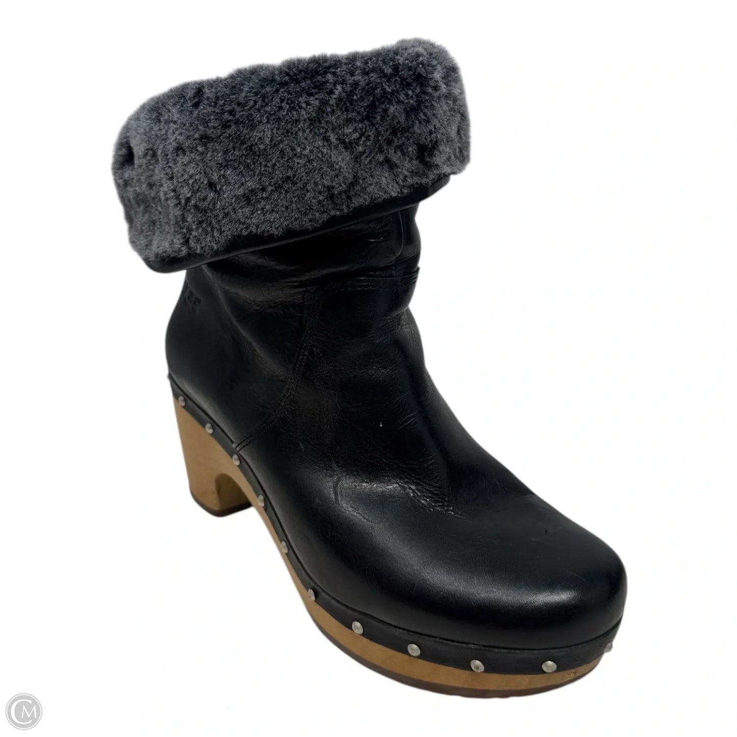 Lynnea Clog Foldover Boots Designer By Ugg In Black, Size: 7