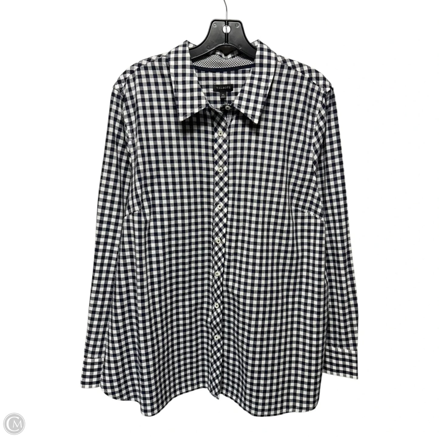 Top Long Sleeve By Talbots In Blue & White, Size: Xl