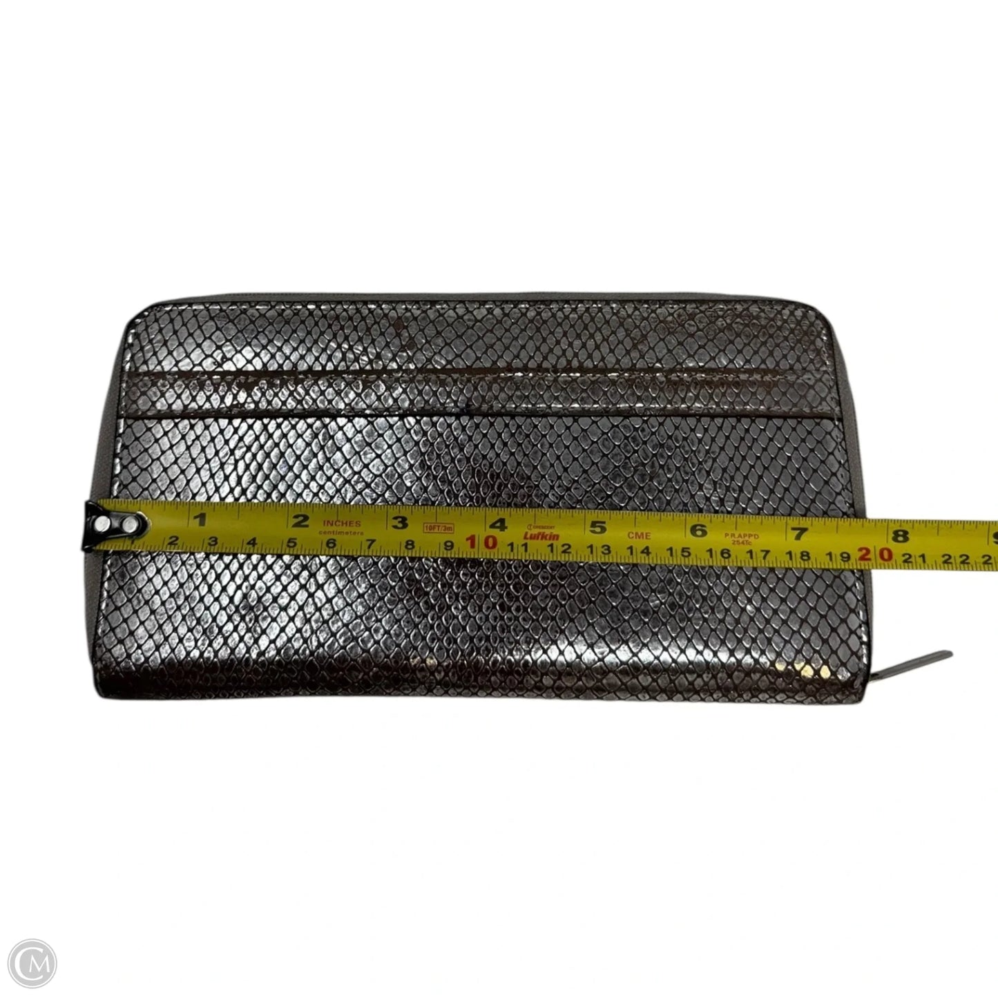 Snakeskin Zip Around Wallet Designer By Neiman Marcus, Size: Medium