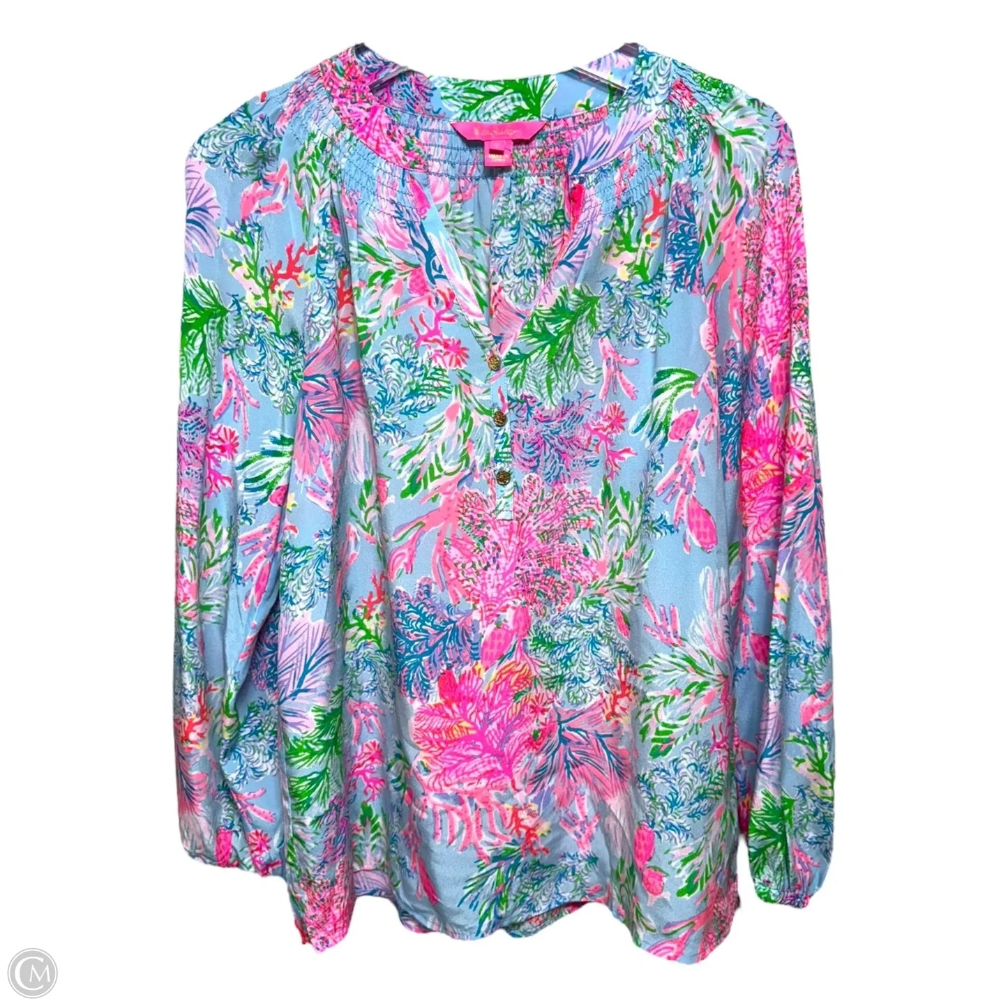 Elsa Silk Top Designer By Lilly Pulitzer In Multi Cay To My Heart, Size: S