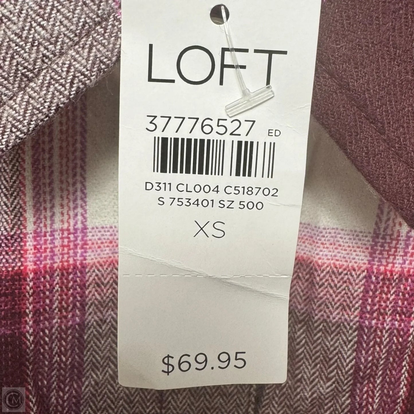 Top Long Sleeve By Loft In Plaid Pattern, Size: Xs