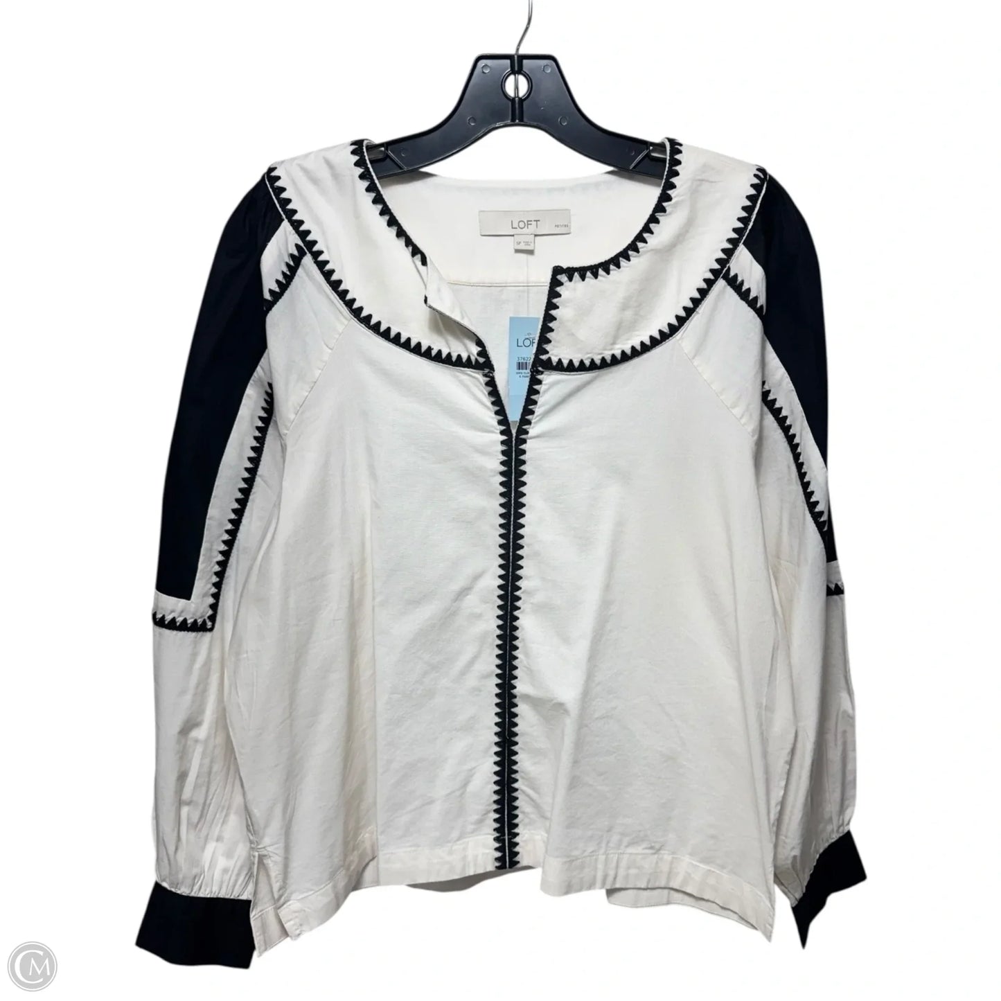 Top Long Sleeve By Loft In Black & Cream, Size: Sp