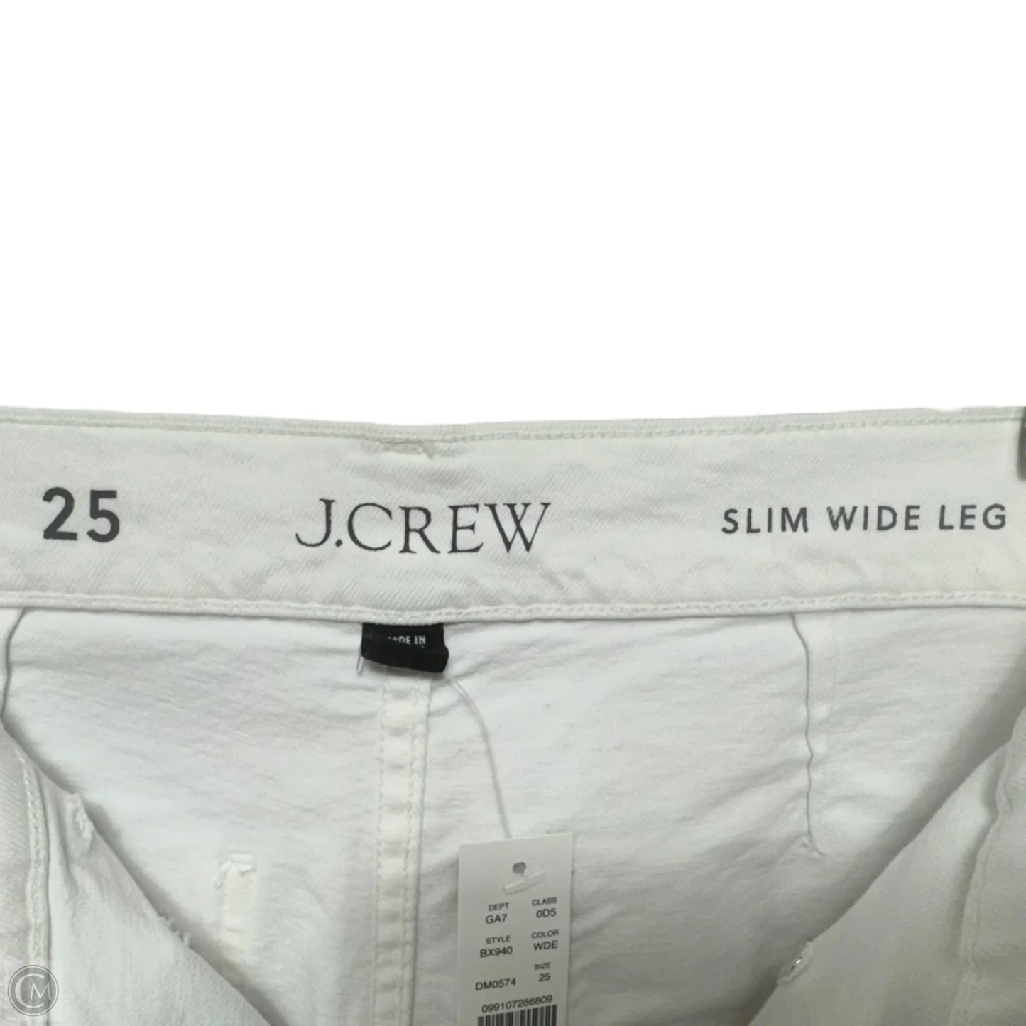 Slim Wide Leg Jean By J. Crew In White, Size: 0/25