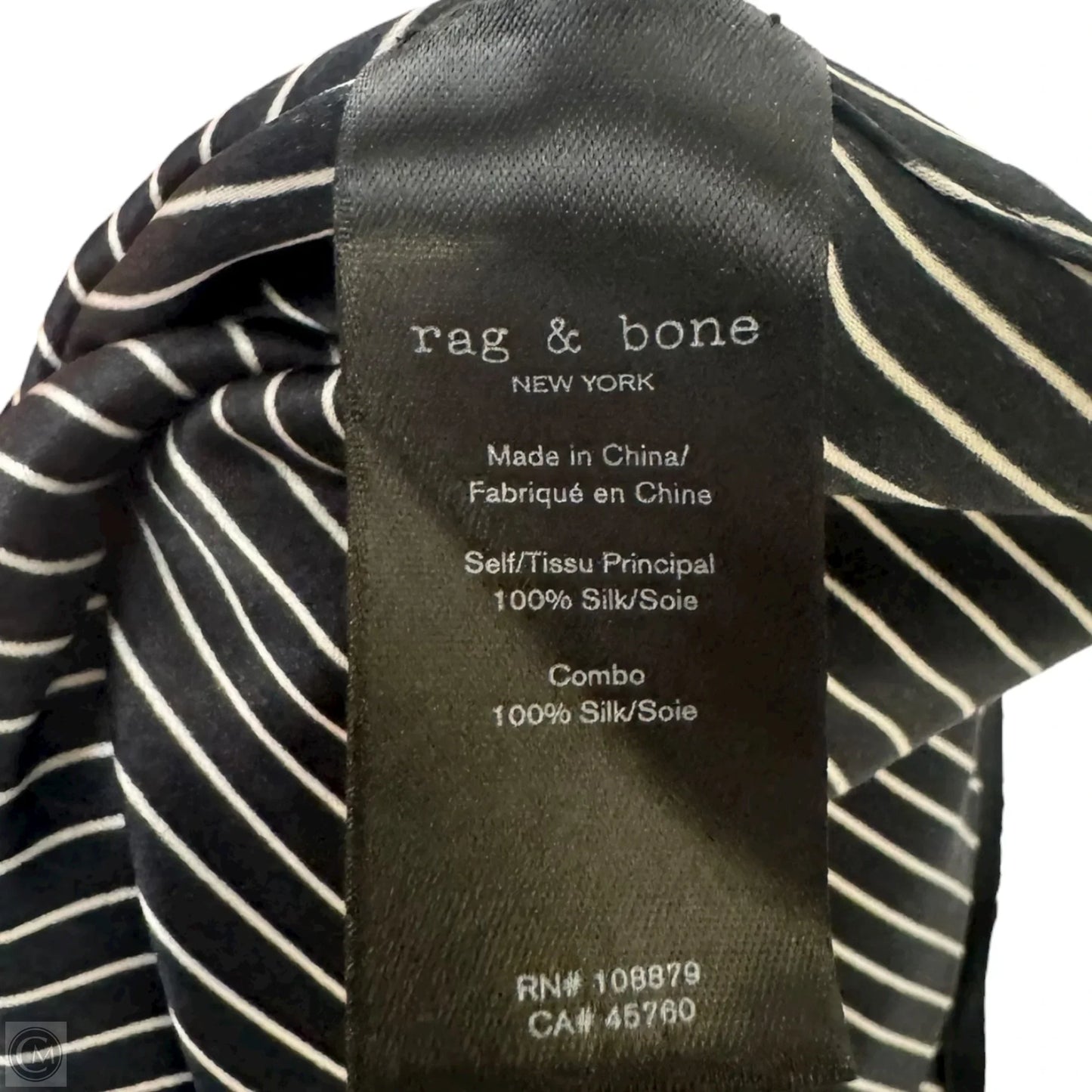 Silk Blouse Long Sleeve By Rag And Bone In Striped Pattern, Size: Xs