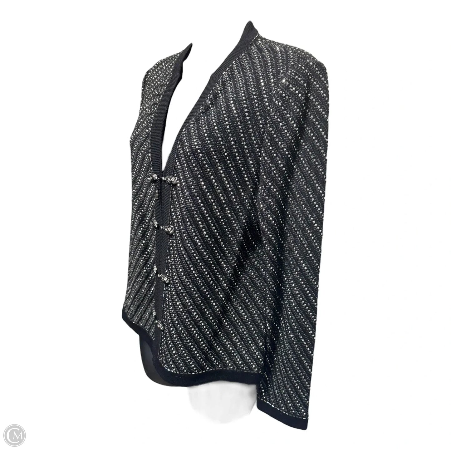 Jacket Luxury Designer By St John Collection In Black & Silver, Size: 6