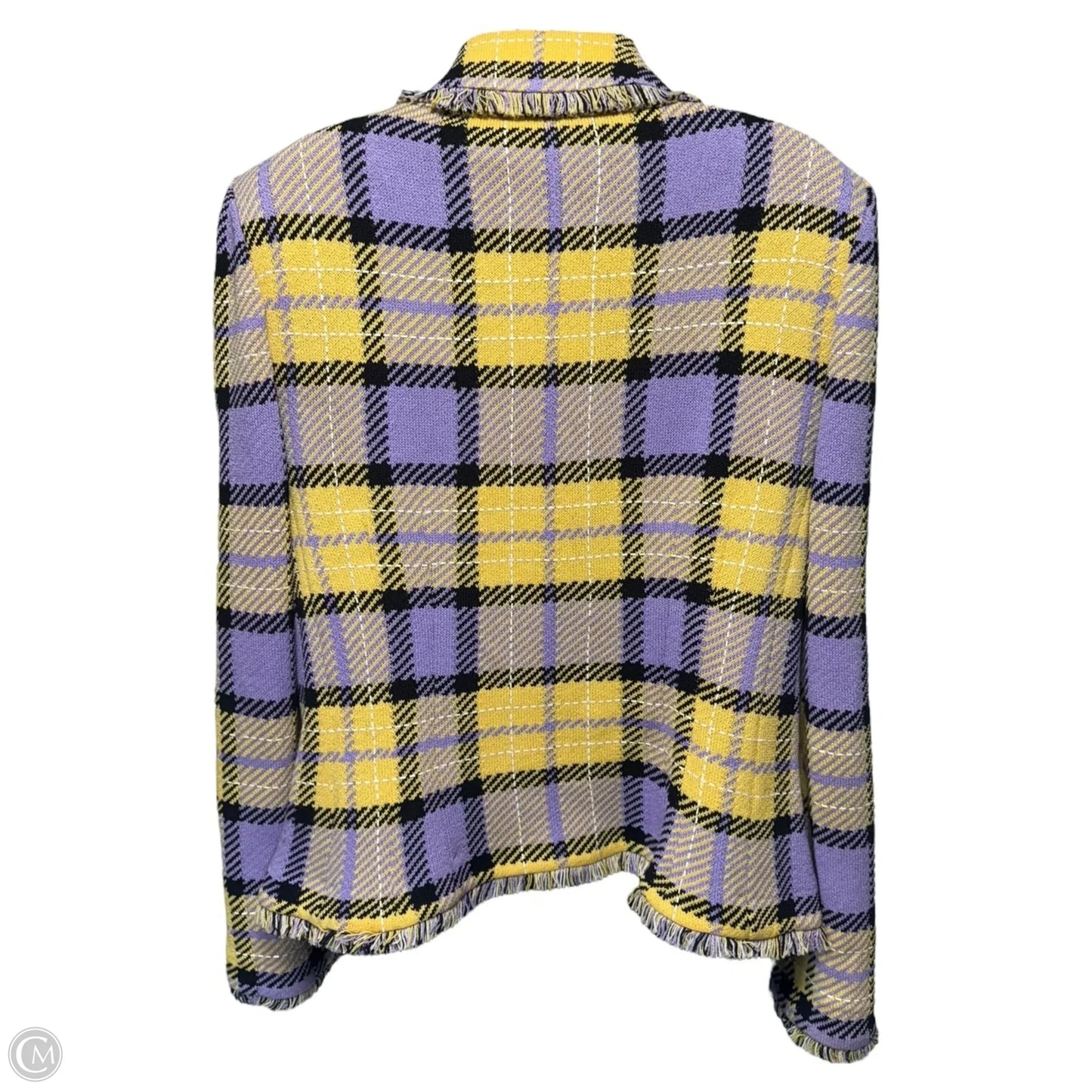 Jacket Luxury Designer By St John Collection In Plaid Pattern, Size: M Estimated
