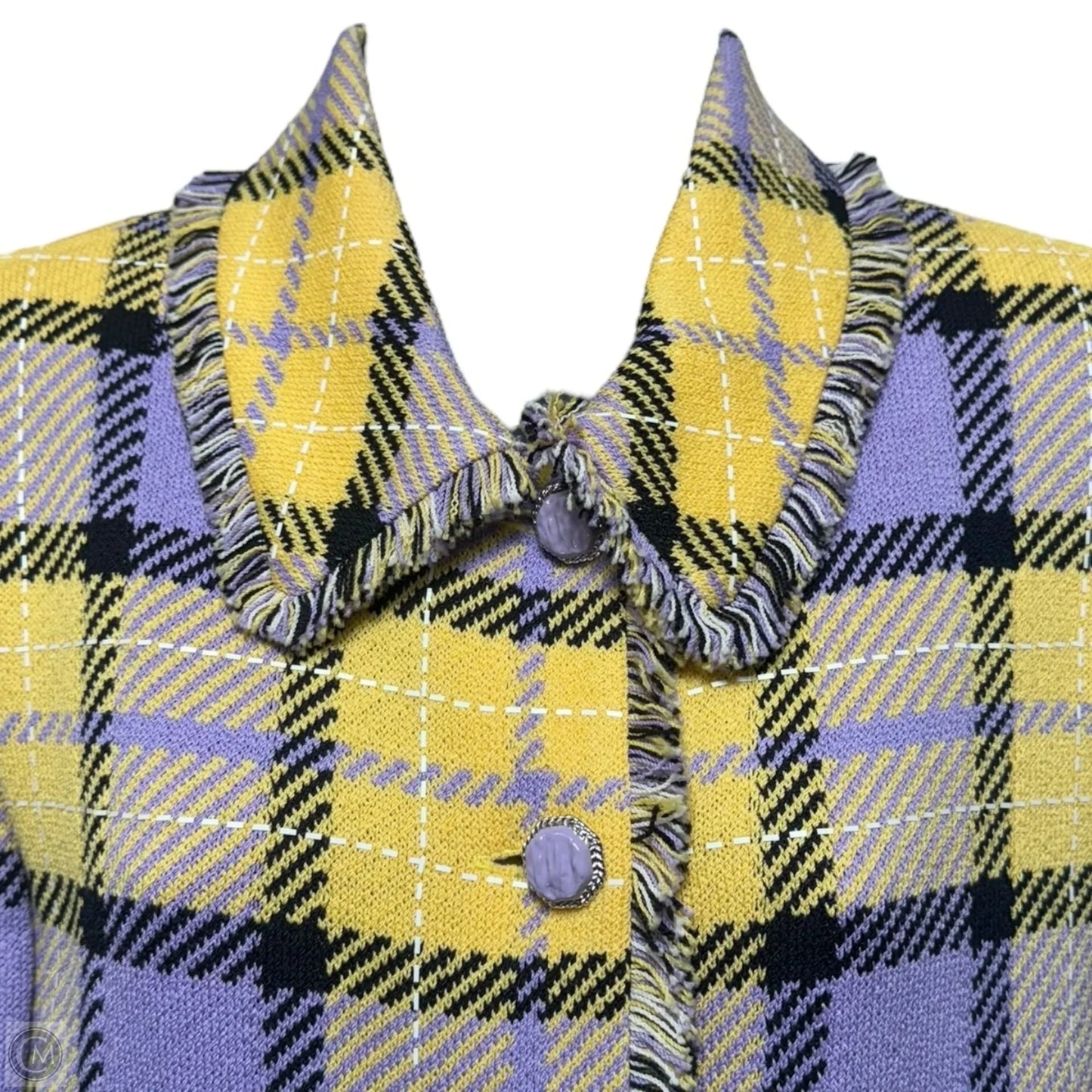 Jacket Luxury Designer By St John Collection In Plaid Pattern, Size: M Estimated