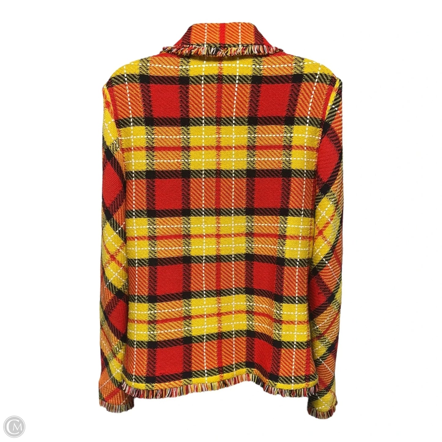 Jacket Luxury Designer By St John Collection In Plaid Pattern, Size: 6