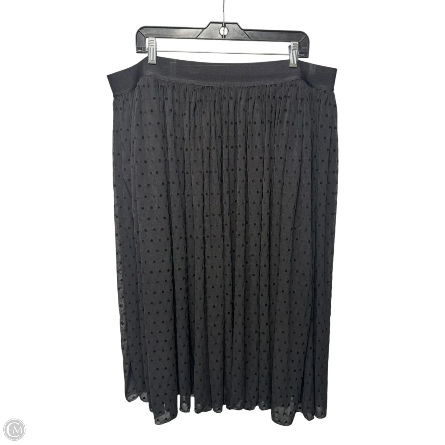 Flocked Polka Dot Skirt Midi By Torrid In Black, Size: 3x