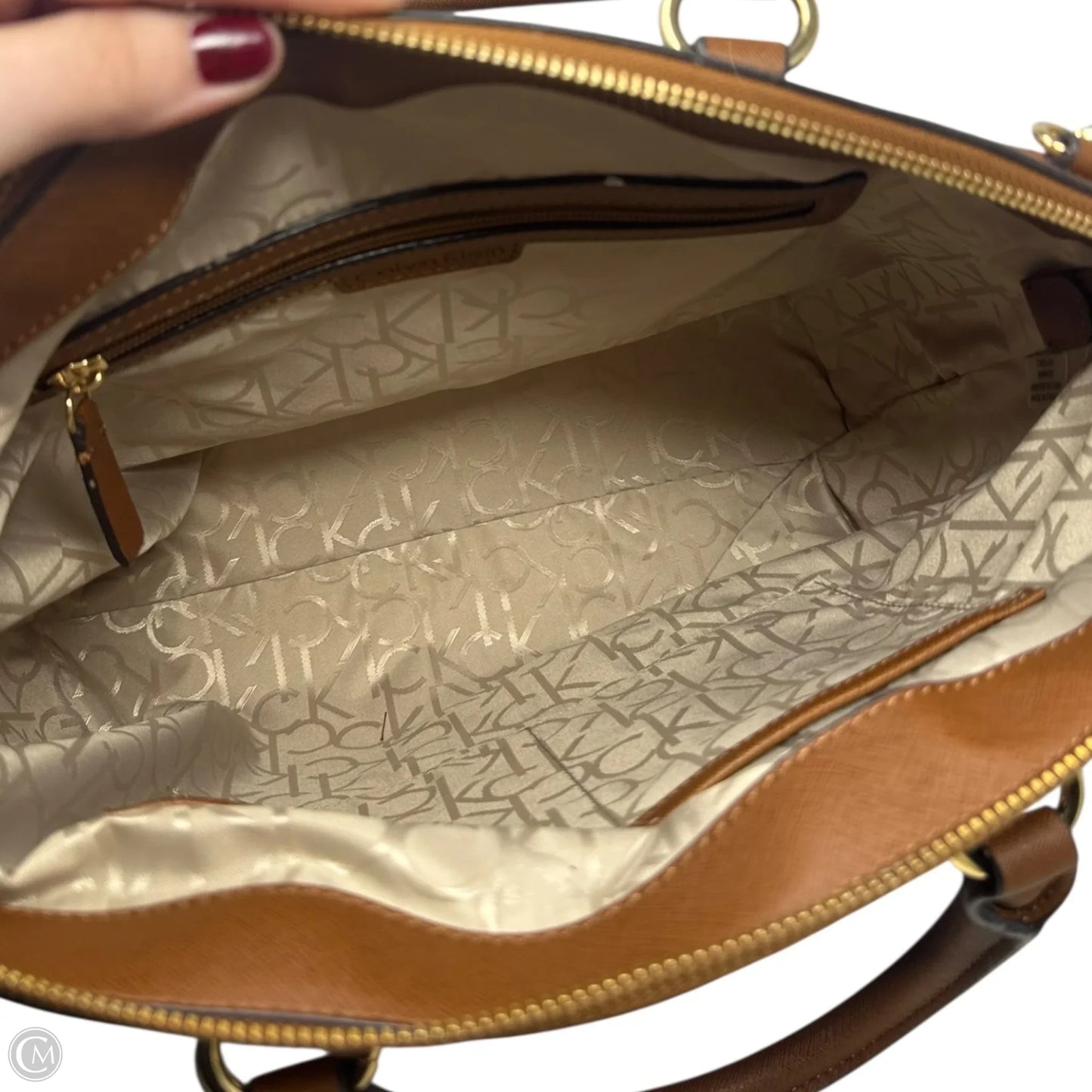 Logo Satchel Handbag By Calvin Klein, Size: Medium