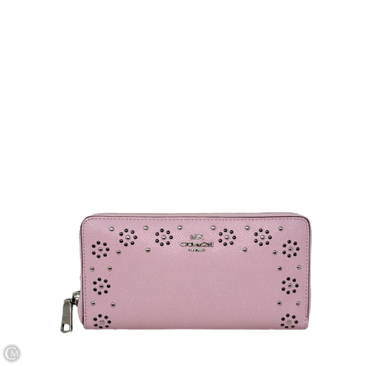 Border Stud Accordion Zip Wallet In Silver/PetalDesigner By Coach, Size: Large