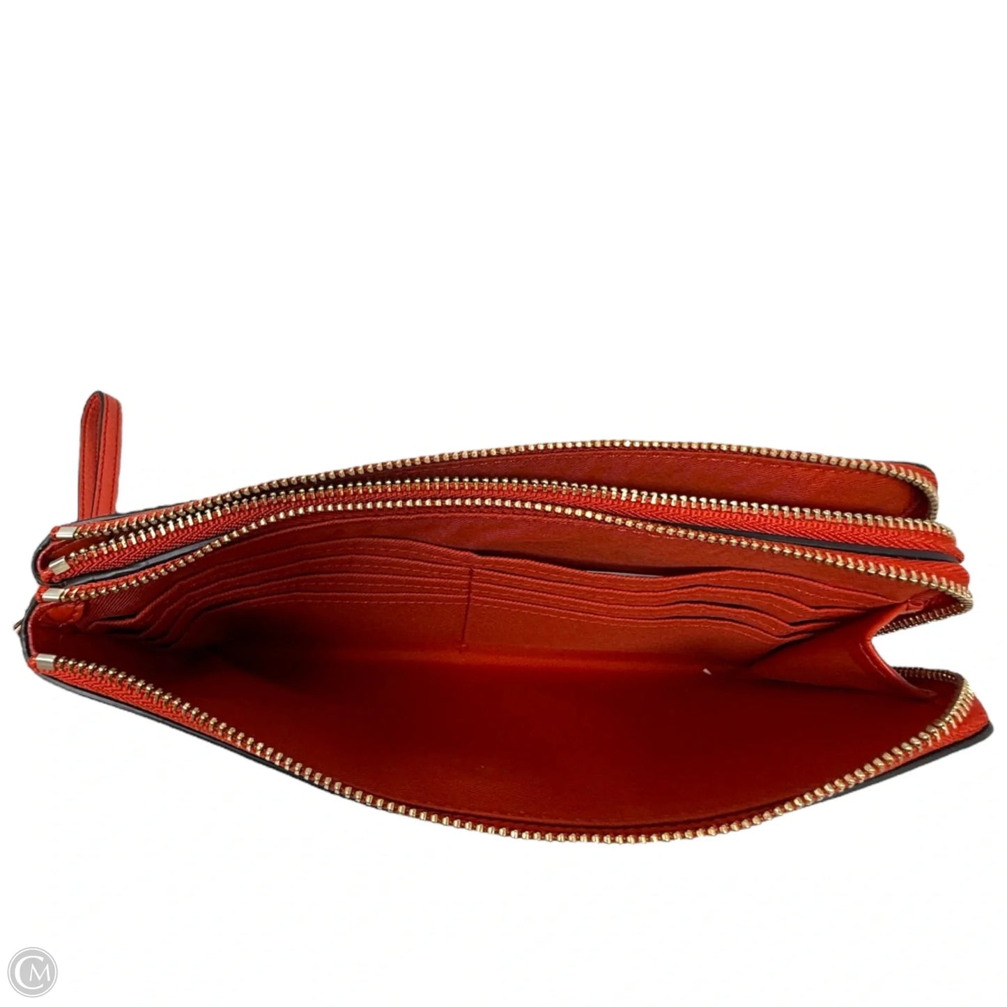 Pebbled Leather Double Zip Wallet Wristlet Designer By Coach, Size: Medium