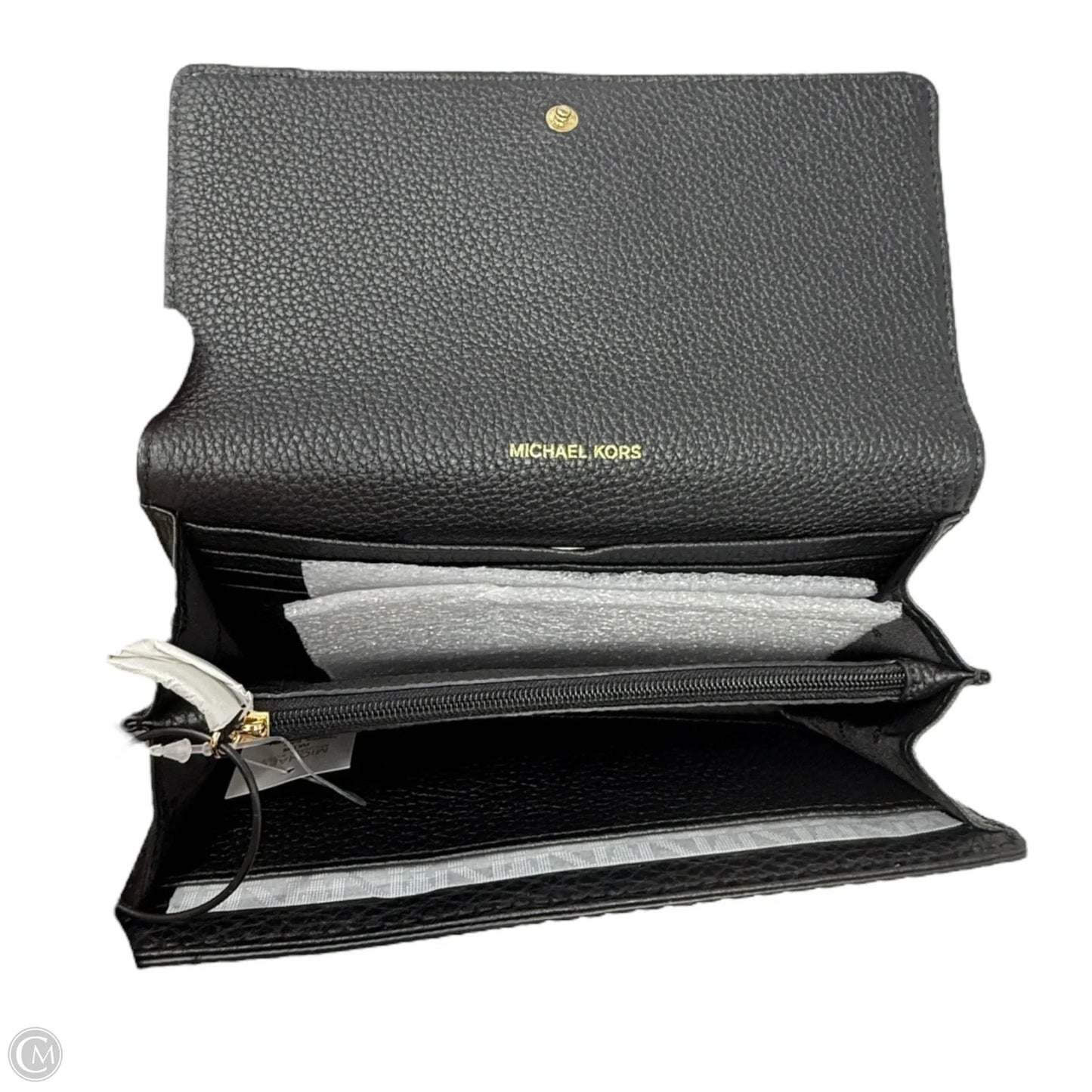 Fulton Gusset Leather Carryall Wallet Designer By Michael Kors, Size: Medium