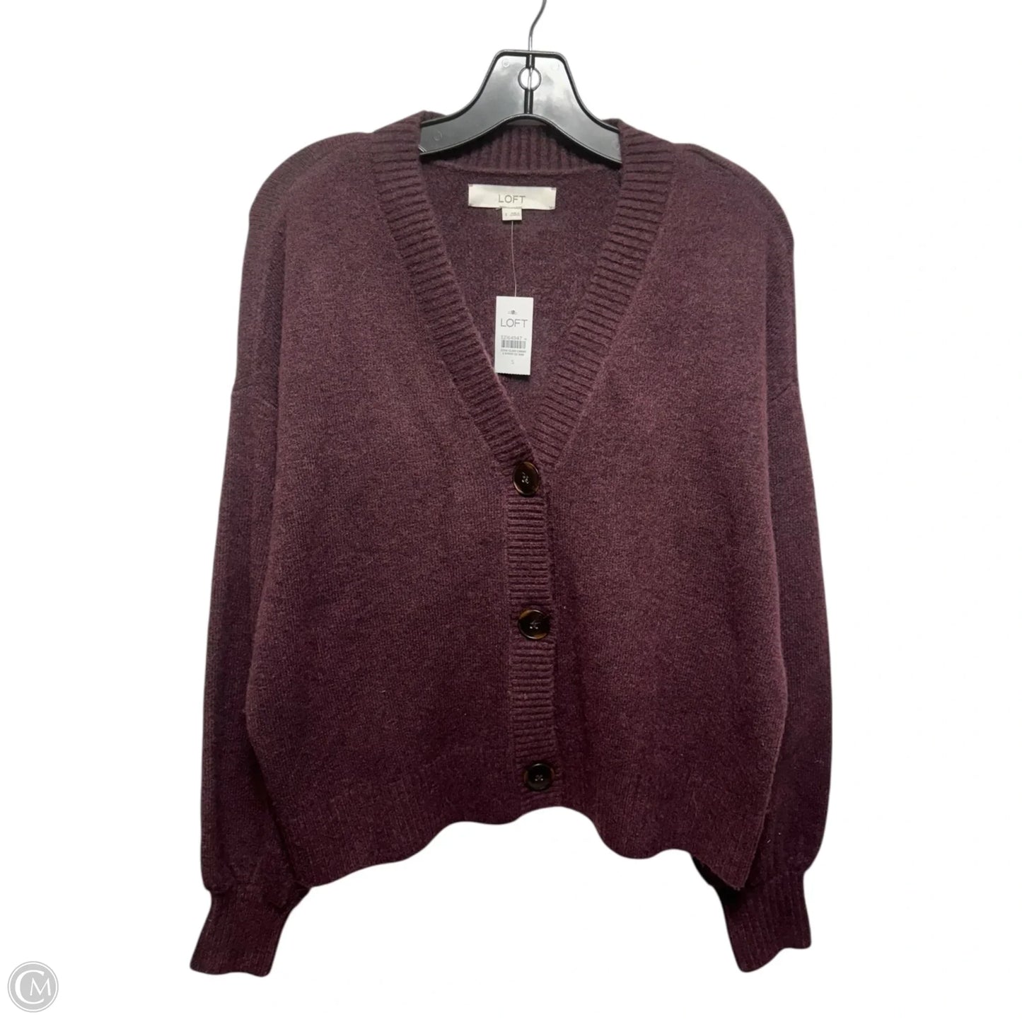 Sweater Cardigan By Loft In Maroon, Size: S