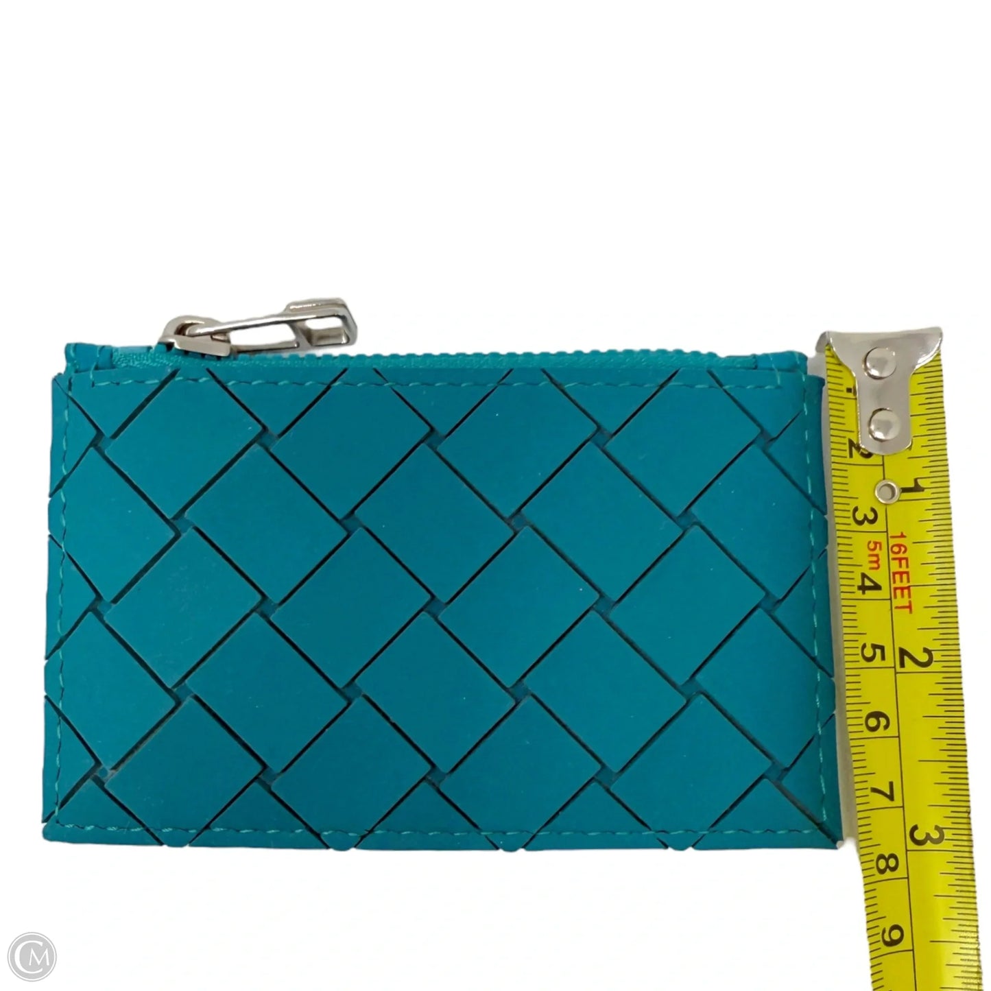 Zipped Card Case Wallet In Intrecciato Rubber & Cotton Luxury Designer By Bottega Veneta, Size: Small