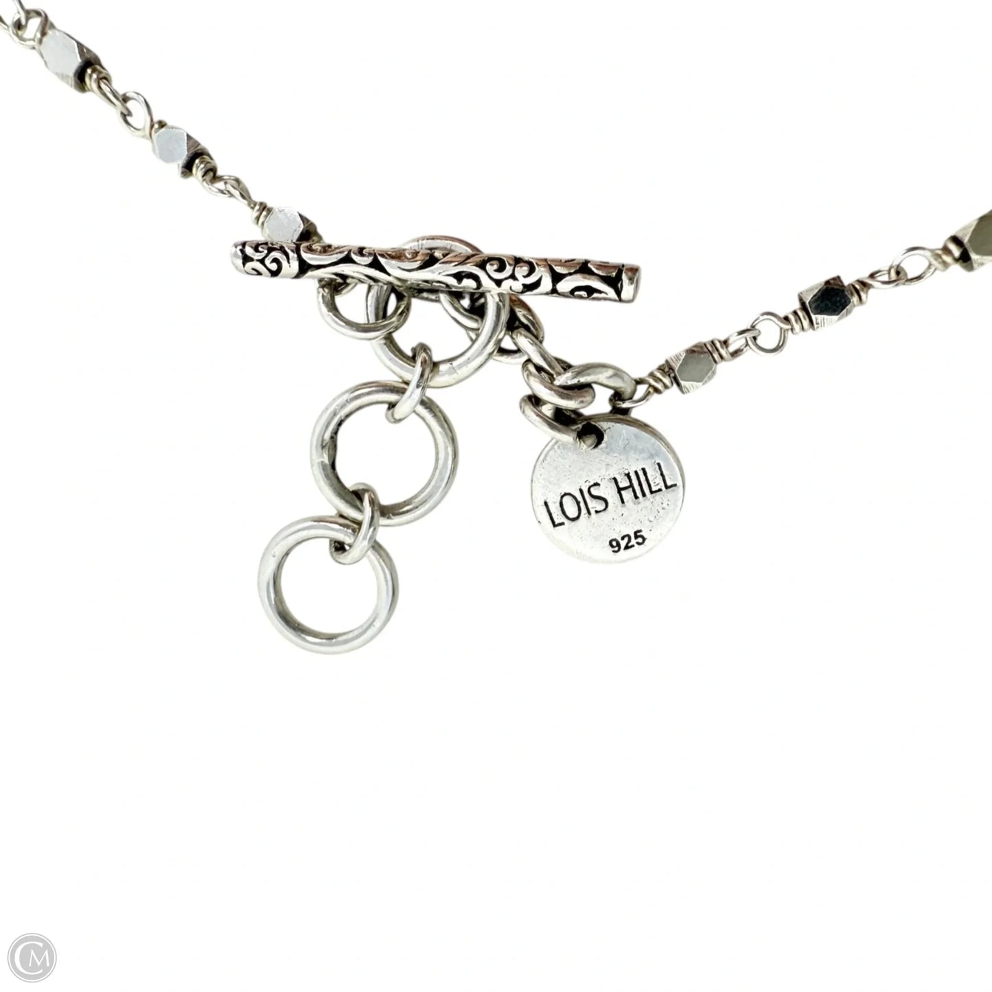 Sterling Silver Bulb-Shaped Faceted Black Onyx Pendant with Black Onyx & Scroll Bead Link Chain Necklace By Lois Hill