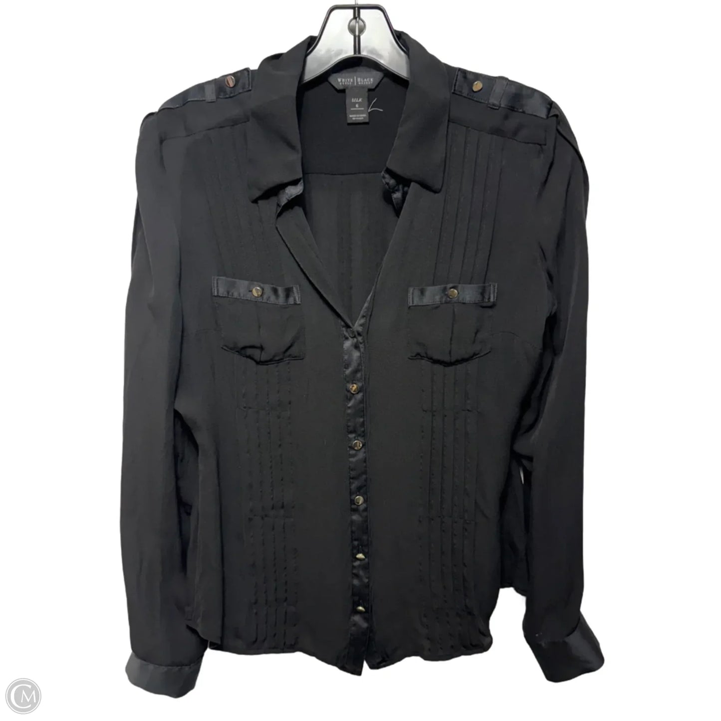 Silk Blouse Long Sleeve By White House Black Market In Black, Size: 6