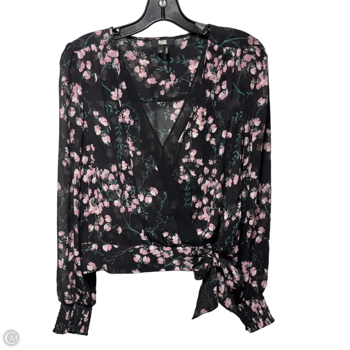 Silk Sheer Top Long Sleeve By Paige In Floral Print, Size: M