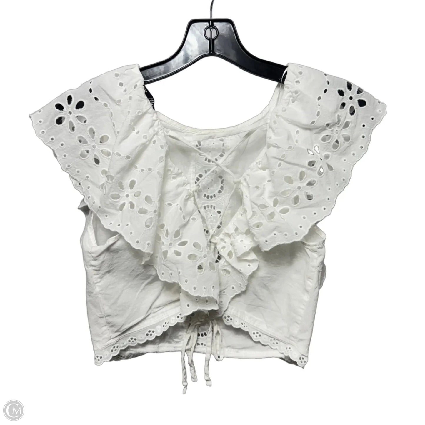 Eyelet Top Sleeveless By Zara In White, Size: M
