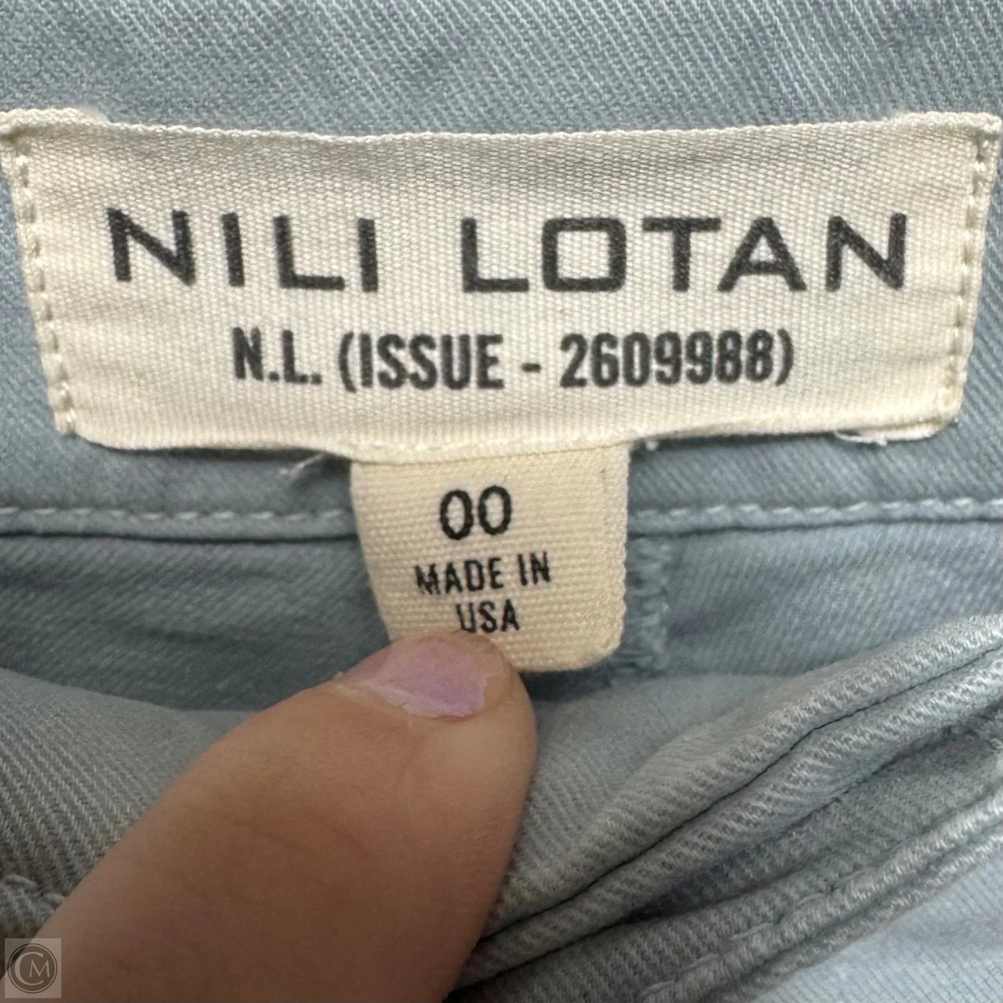 Jenna Pants with Tape By Nili Lotan In Steel Blue & Ivory, Size: 00
